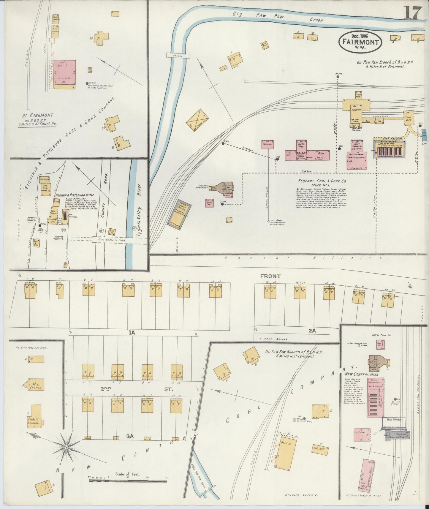 Sanborn Fire Insurance Map from Fairmont, Marion County, West Virginia (1906), Sheet #0017 - Complete Map Set gallery image, historic Sanborn map, vintage wall art, West Virginia West Virginia