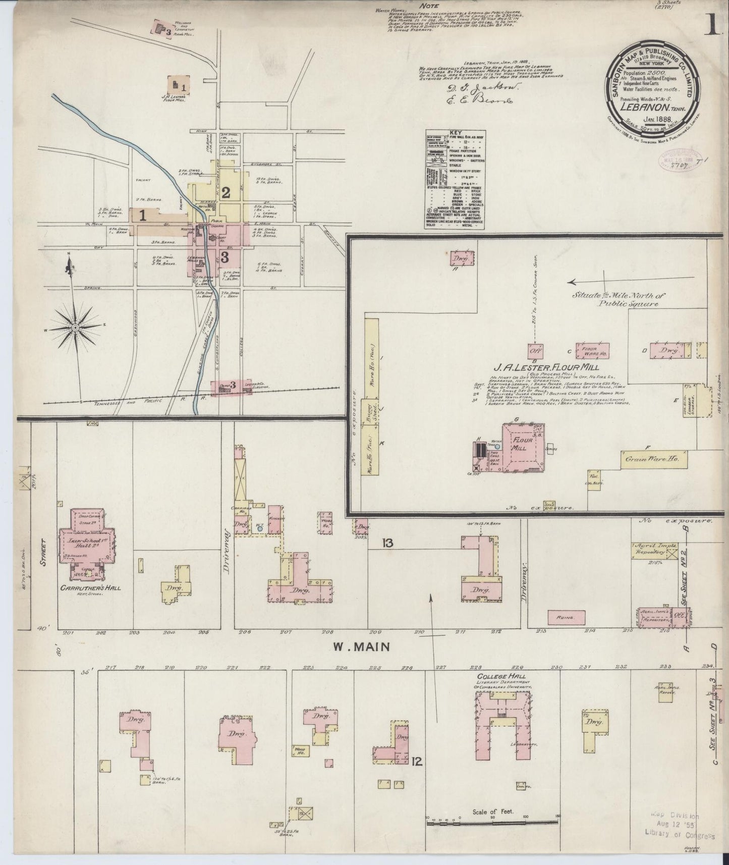 Sanborn Fire Insurance Map from Lebanon, Wilson County, Tennessee. (1888) – Historic Sanborn Fire Insurance Map Print