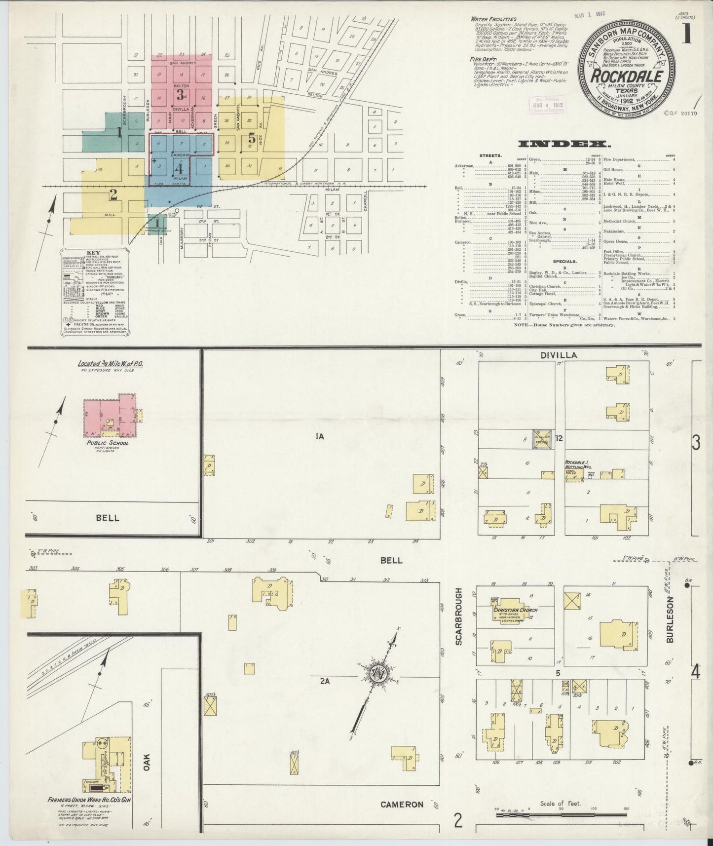 Sanborn Fire Insurance Map from Rockdale, Milam County, Texas. (1912) – Historic Sanborn Fire Insurance Map Print