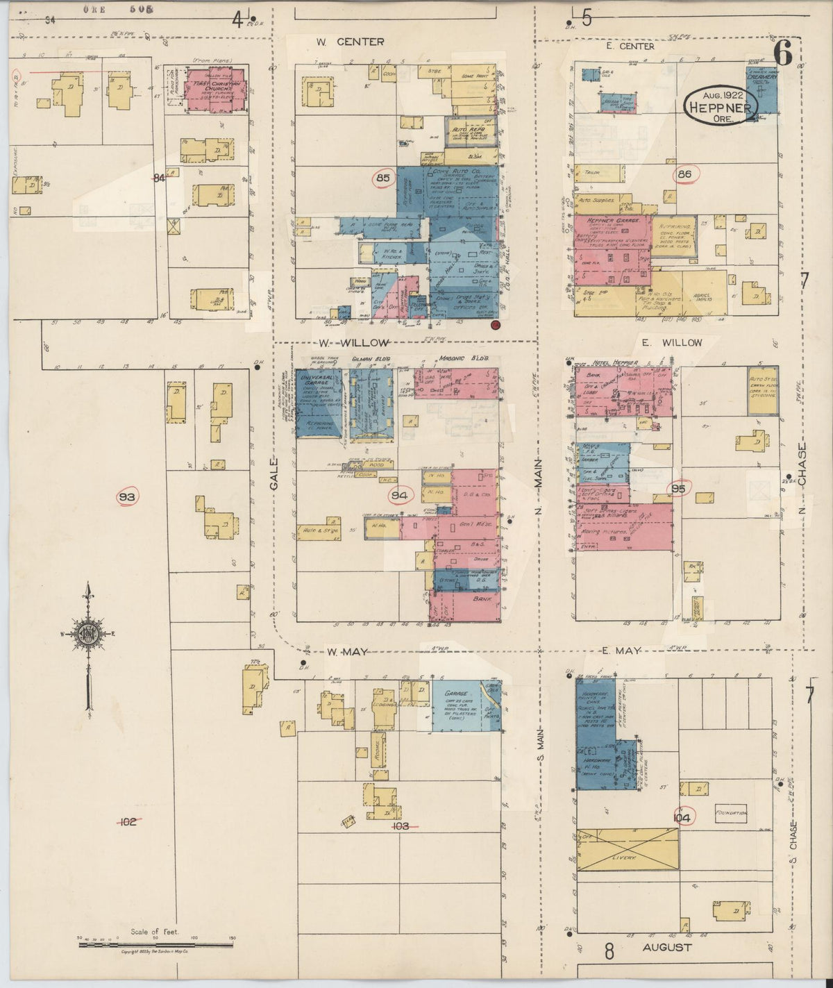Sanborn Fire Insurance Map from Heppner, Morrow County, Oregon (1932), Sheet #0006 - Historic Sanborn Fire Insurance Map Print, vintage old map wall art, antique decor, genealogy gift, Oregon Oregon map