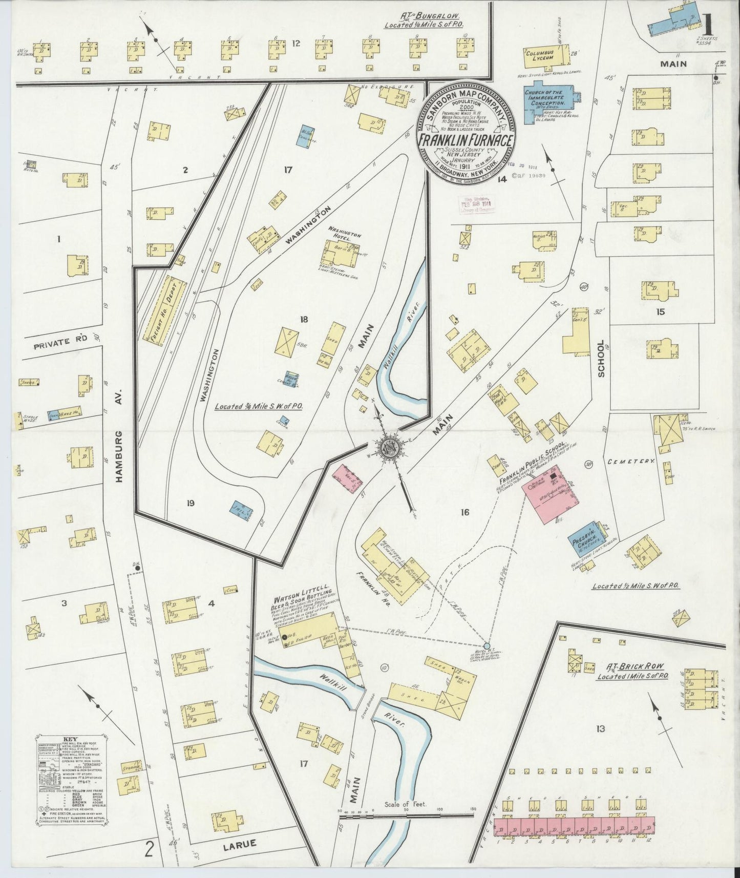 Sanborn Fire Insurance Map from Franklin Furnace, Sussex County, New Jersey. (1911) – Historic Sanborn Fire Insurance Map Print