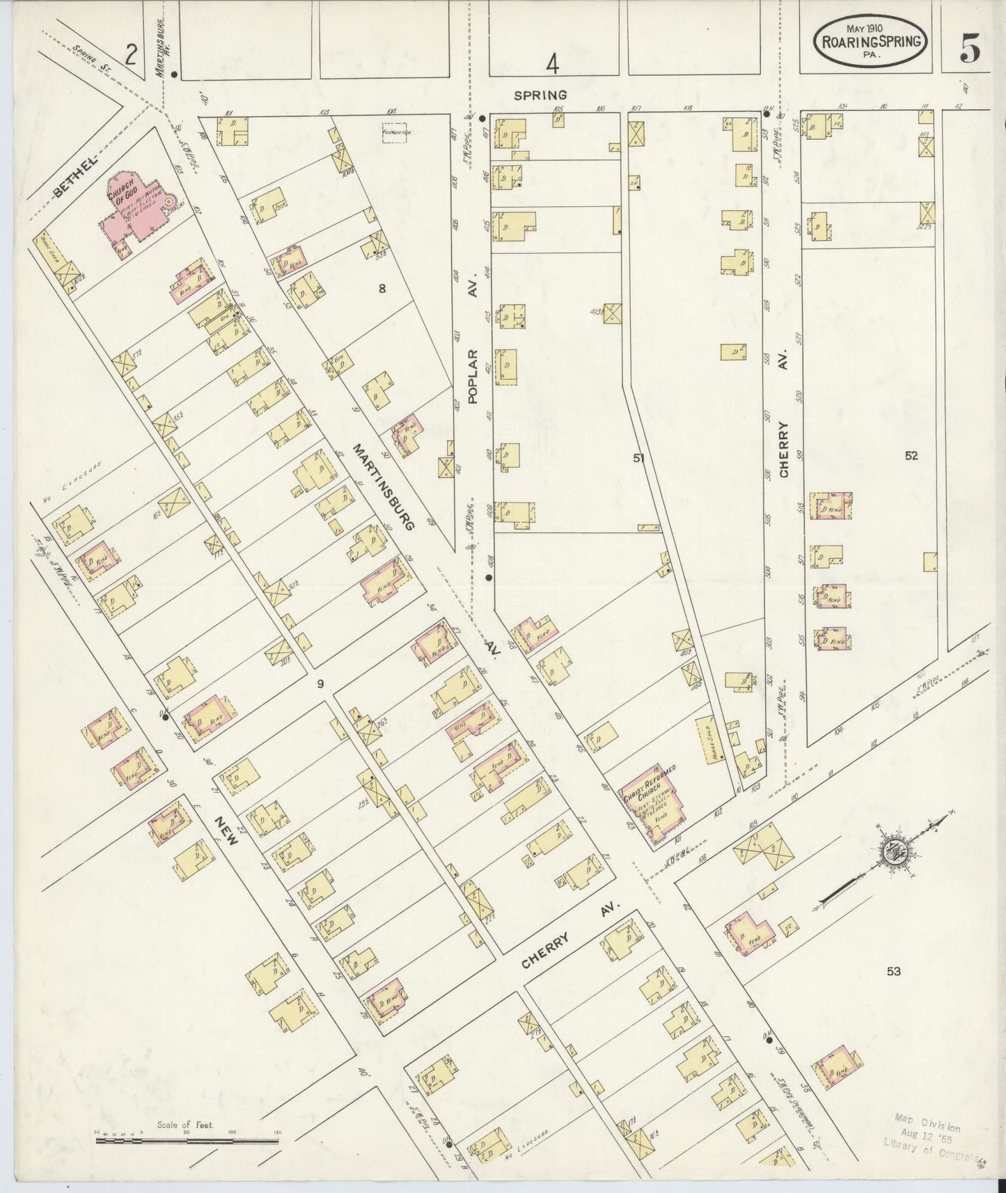 Sanborn Fire Insurance Map from Roaring Spring, Blair County, Pennsylvania (1910), Sheet #0005 - Complete Map Set gallery image, historic Sanborn map, vintage wall art, Pennsylvania Pennsylvania