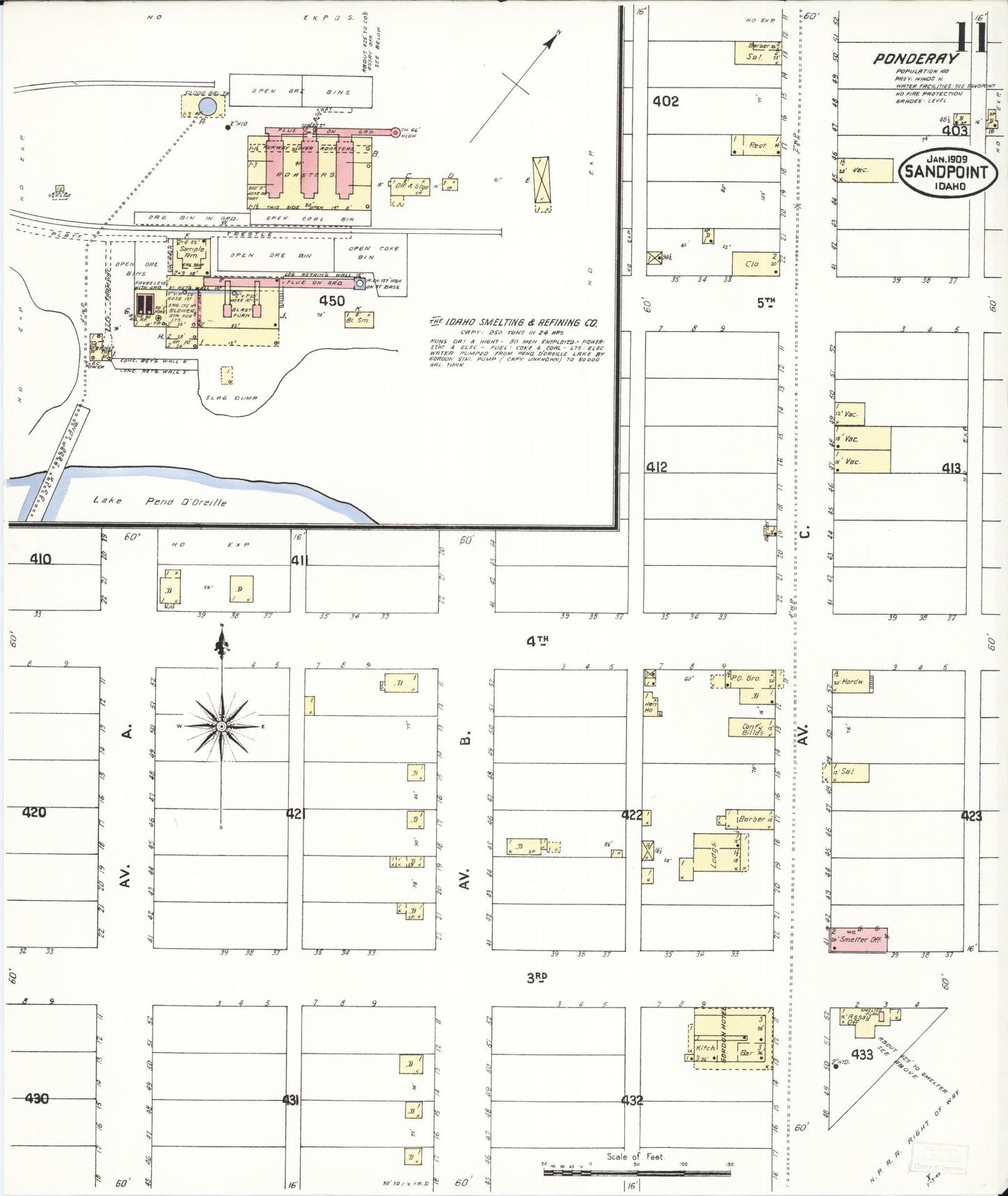 Sanborn Fire Insurance Map from Sandpoint, Bonner County, Idaho (1909), Sheet #0011 - Complete Map Set gallery image, historic Sanborn map, vintage wall art, Idaho Idaho