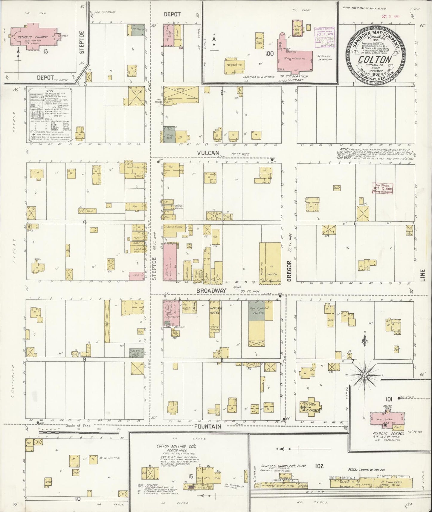 Sanborn Fire Insurance Map from Colton, Whitman County, Washington (1908), Sheet #0001 - Historic Sanborn Fire Insurance Map Print, vintage old map wall art, antique decor, genealogy gift, Washington Washington map