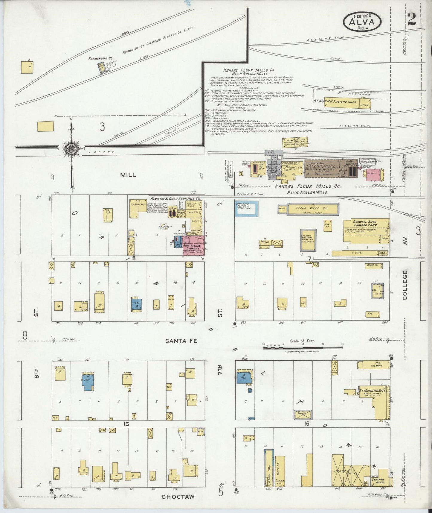 Sanborn Fire Insurance Map from Alva, Woods County, Oklahoma (1920), Sheet #0002 - Historic Sanborn Fire Insurance Map Print, vintage old map wall art, antique decor, genealogy gift, Oklahoma Oklahoma map