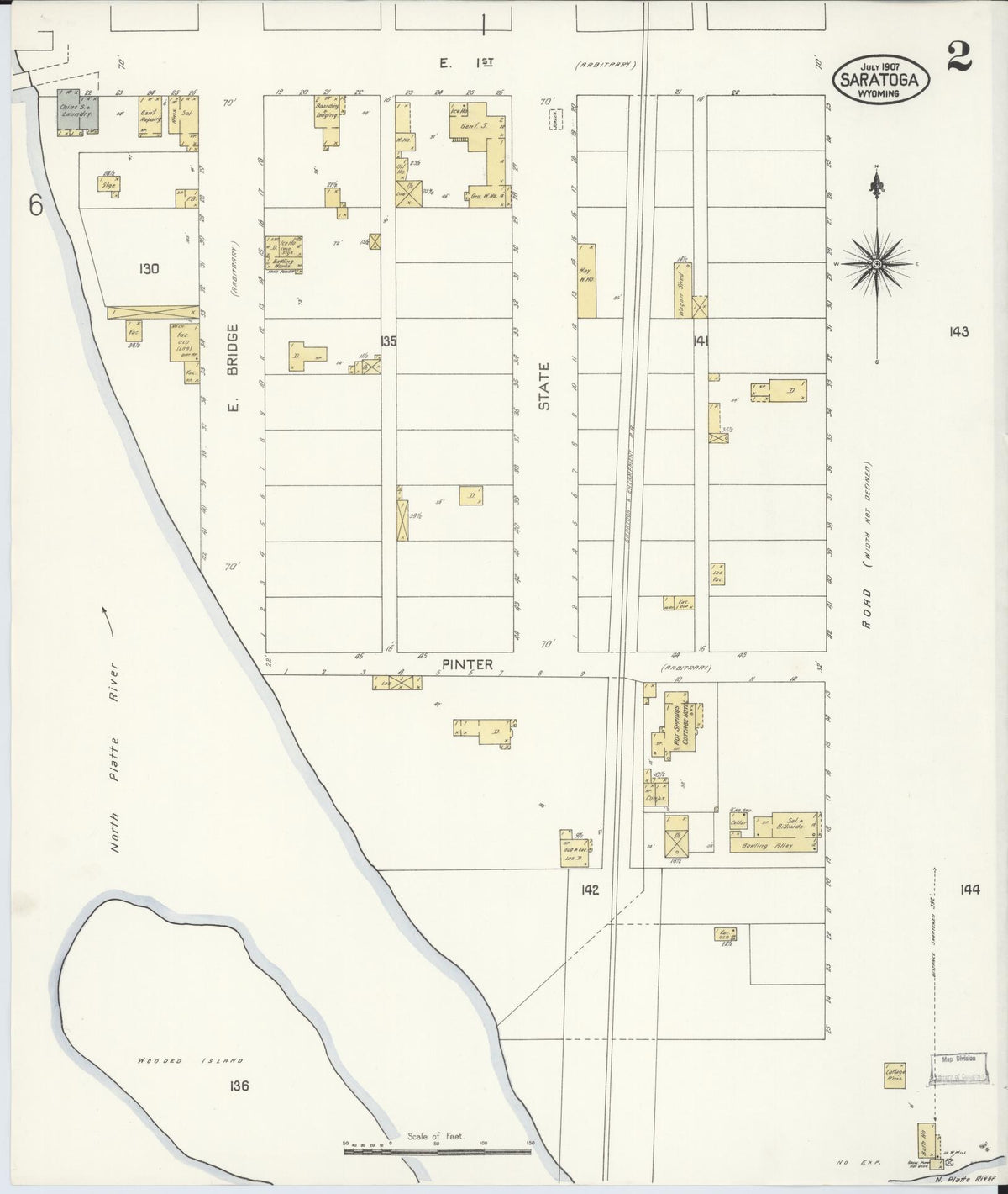 Sanborn Fire Insurance Map from Saratoga, Carbon County, Wyoming (1907), Sheet #0002 - Historic Sanborn Fire Insurance Map Print, vintage old map wall art, antique decor, genealogy gift, Wyoming Wyoming map