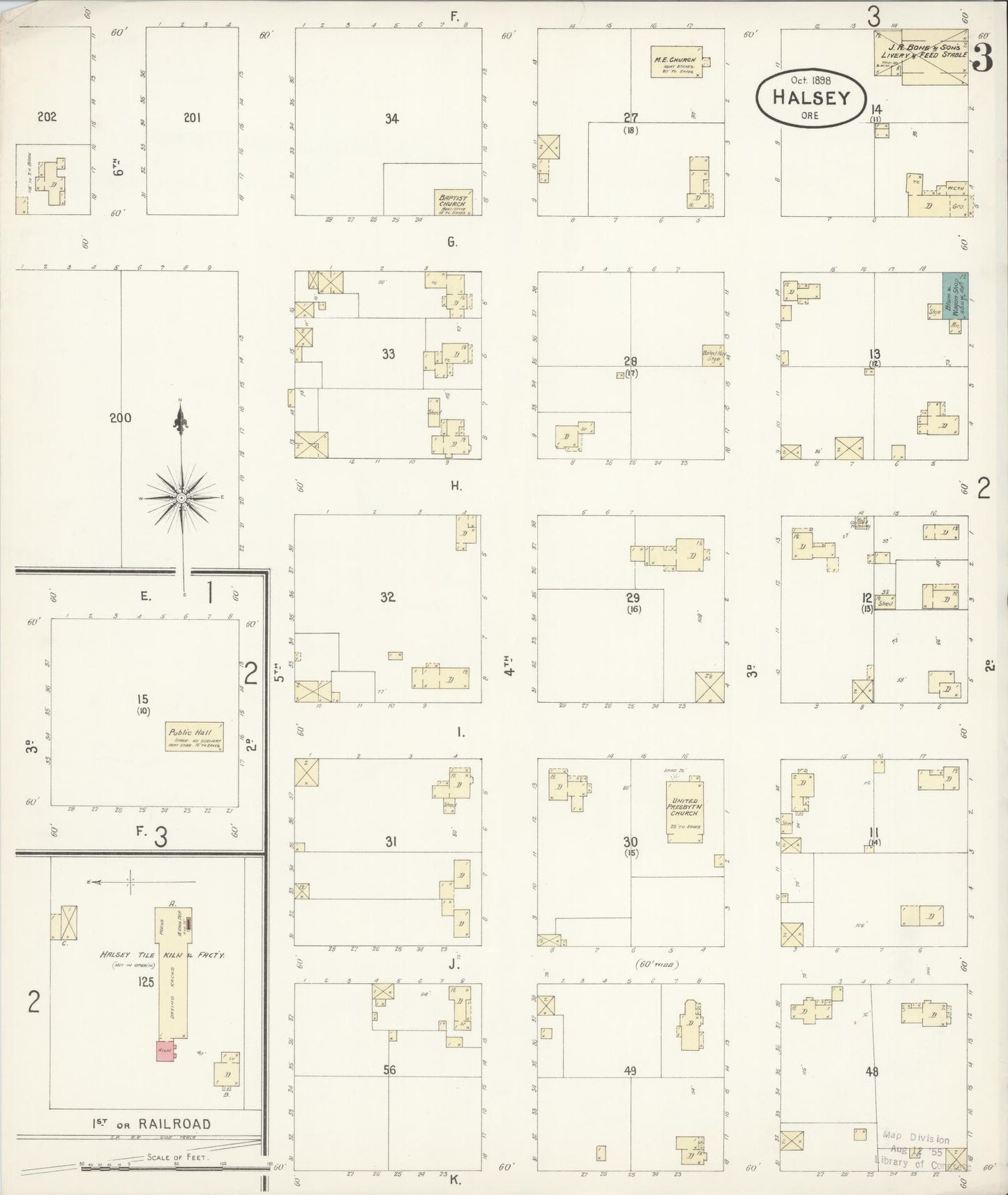 Sanborn Fire Insurance Map from Halsey, Linn County, Oregon (1899), Sheet #0003 - Complete Map Set gallery image, historic Sanborn map, vintage wall art, Oregon Oregon