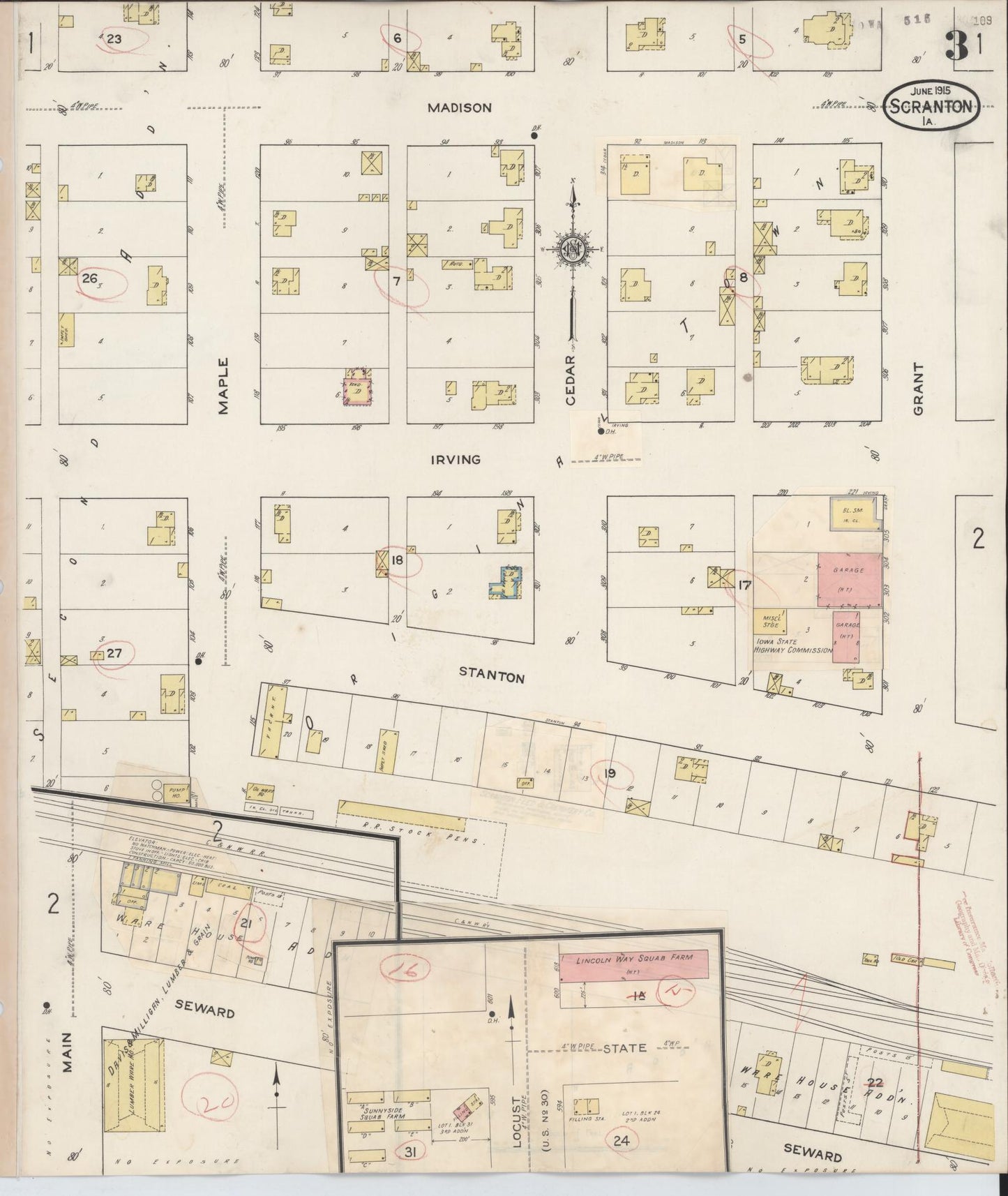 Sanborn Fire Insurance Map from Scranton, Greene County, Iowa (1932), Sheet #0003 - Historic Sanborn Fire Insurance Map Print