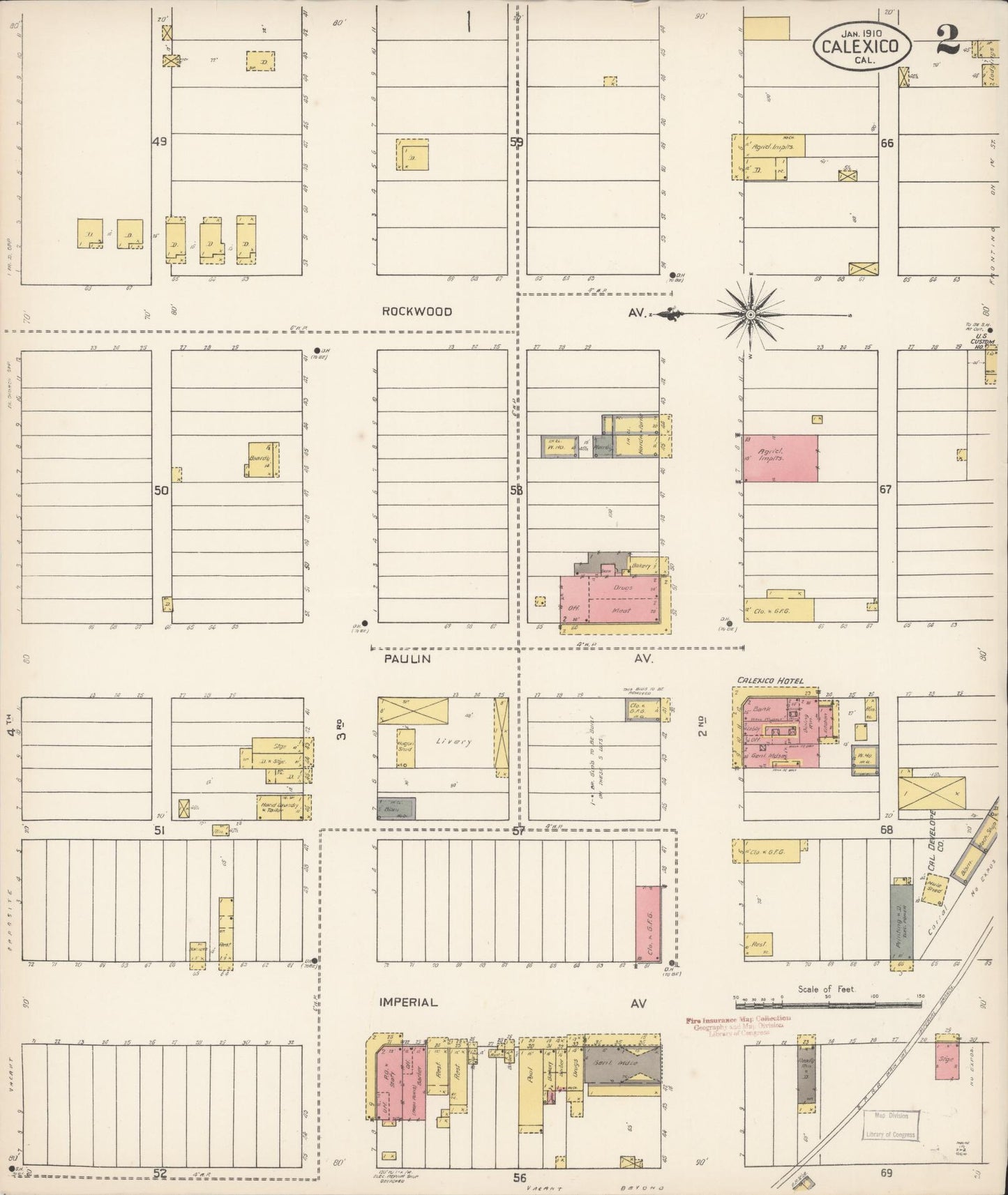 Sanborn Fire Insurance Map from Calexico, Imperial County, California (1910), Sheet #0002 - Complete Map Set gallery image, historic Sanborn map, vintage wall art, California California