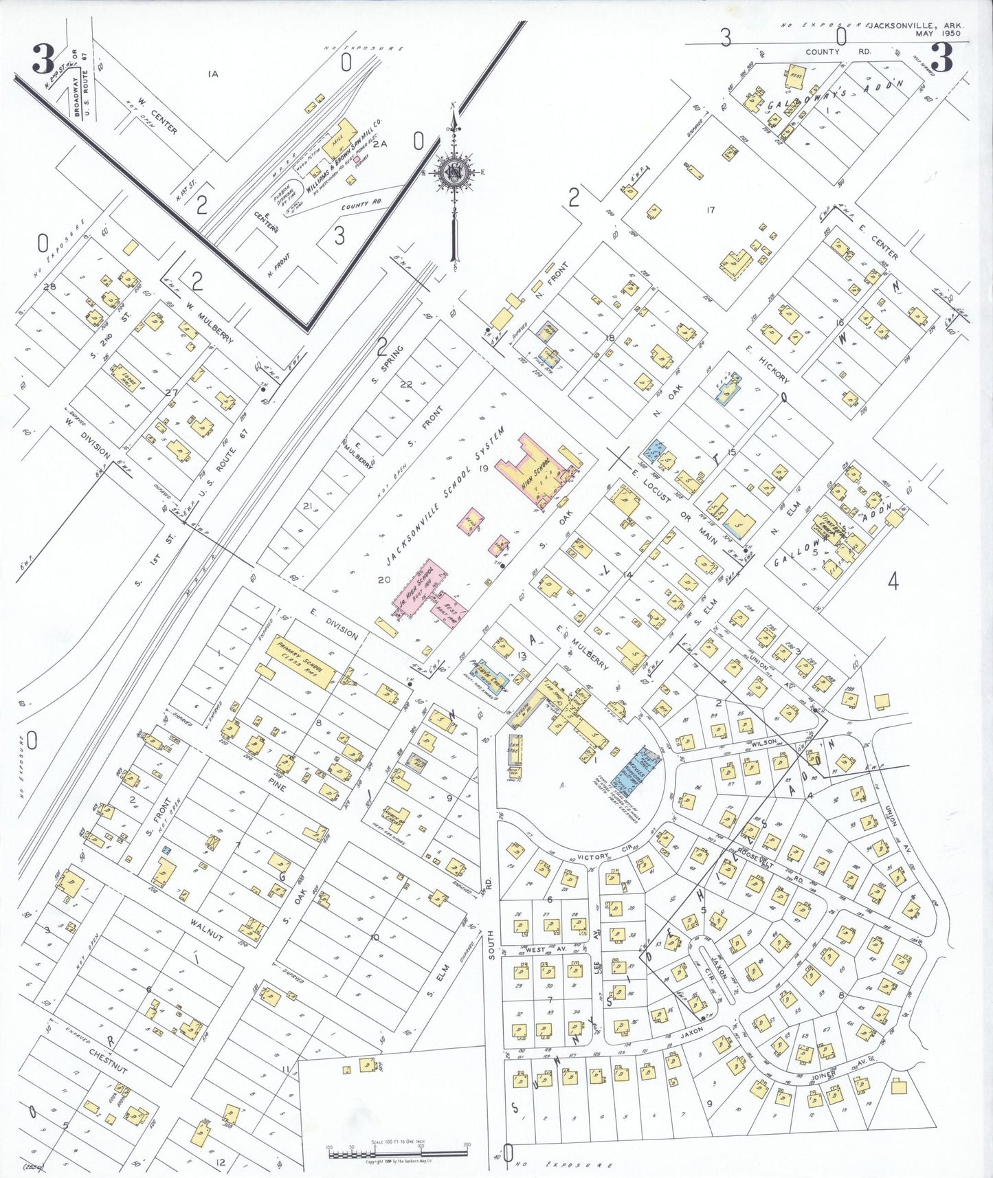Sanborn Fire Insurance Map from Jacksonville, Pulaski County, Arkansas (1950), Sheet #0003 - Historic Sanborn Fire Insurance Map Print, vintage old map wall art, antique decor, genealogy gift, Arkansas Arkansas map