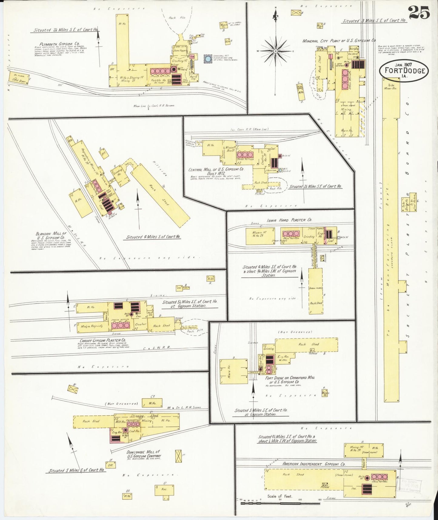 Sanborn Fire Insurance Map from Fort Dodge, Webster County, Iowa (1907), Sheet #0025 - Historic Sanborn Fire Insurance Map Print, vintage old map wall art