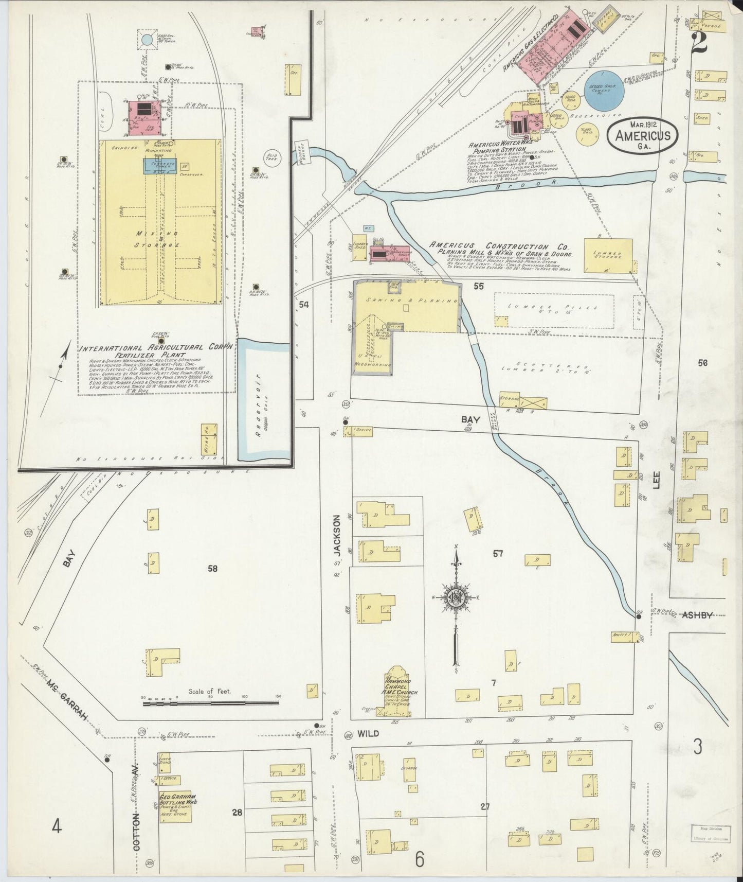 Sanborn Fire Insurance Map from Americus, Sumter County, Georgia (1912), Sheet #0002 - Historic Sanborn Fire Insurance Map Print, vintage old map wall art, antique decor, genealogy gift, Georgia Georgia map