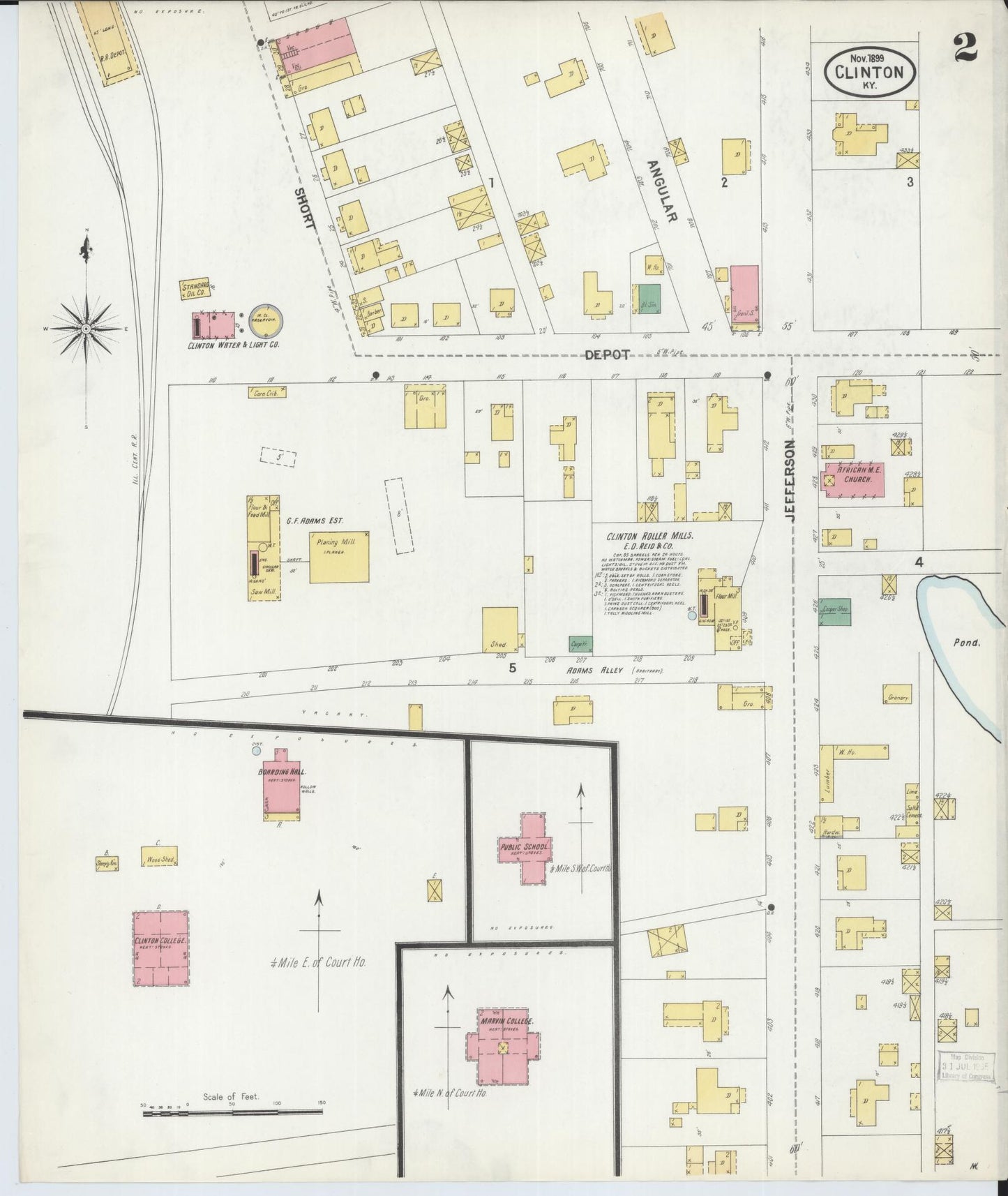 Sanborn Fire Insurance Map from Clinton, Hickman County, Kentucky (1899), Sheet #0002 - Complete Map Set gallery image, historic Sanborn map, vintage wall art, Kentucky Kentucky