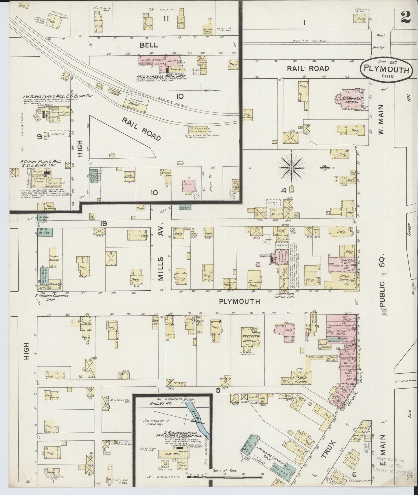Sanborn Fire Insurance Map from Plymouth, Huron And Richland Counties, Ohio (1887), Sheet #0002 - Complete Map Set gallery image, historic Sanborn map, vintage wall art, Ohio Ohio