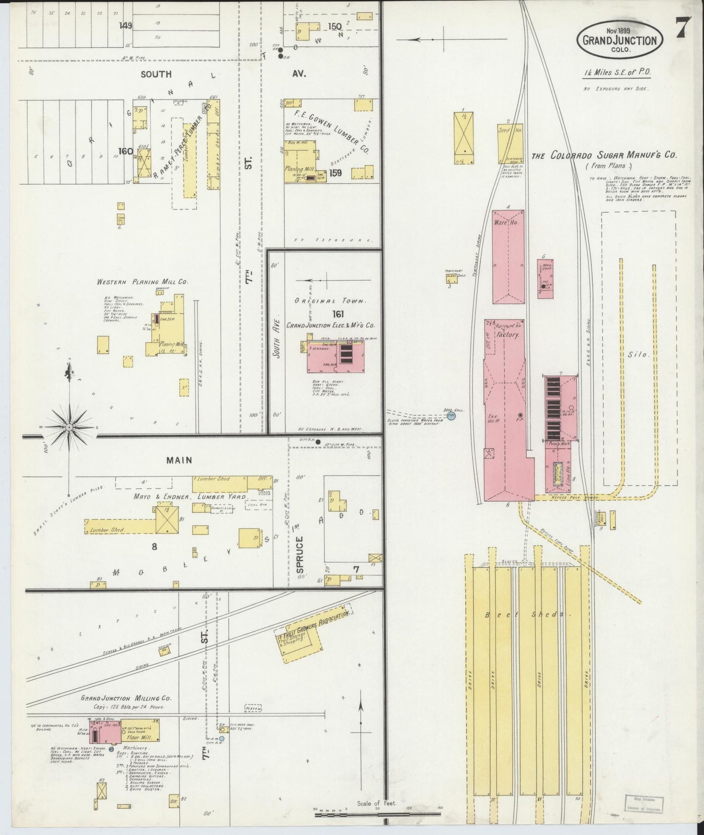 Sanborn Fire Insurance Map from Grand Junction, Mesa County, Colorado (1899), Sheet #0007 - Complete Map Set gallery image, historic Sanborn map, vintage wall art, Colorado Colorado