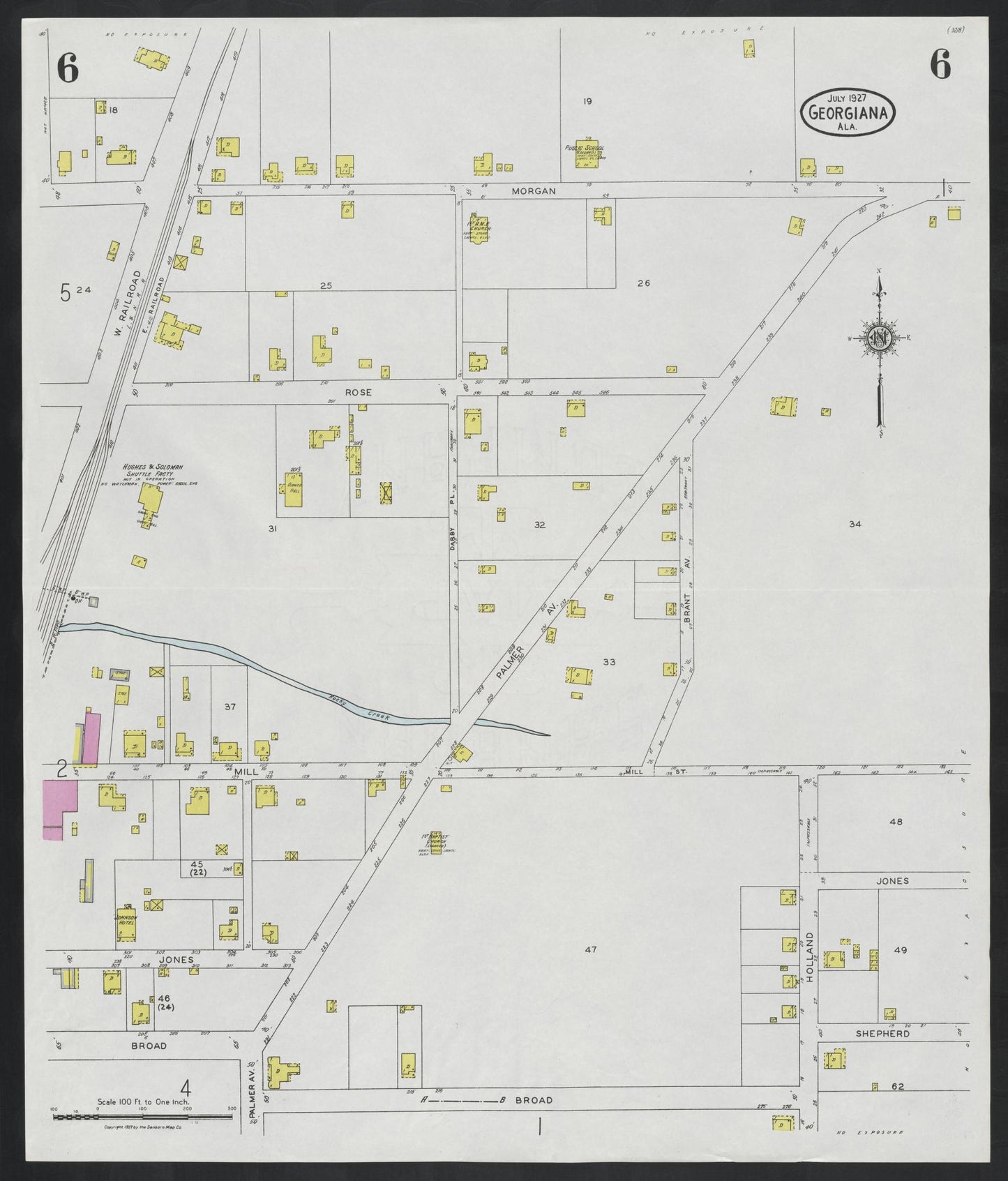 Sanborn Fire Insurance Map from Georgiana, Butler County, Alabama (1927), Sheet #0006 - Complete Map Set gallery image, historic Sanborn map, vintage wall art, Alabama Alabama