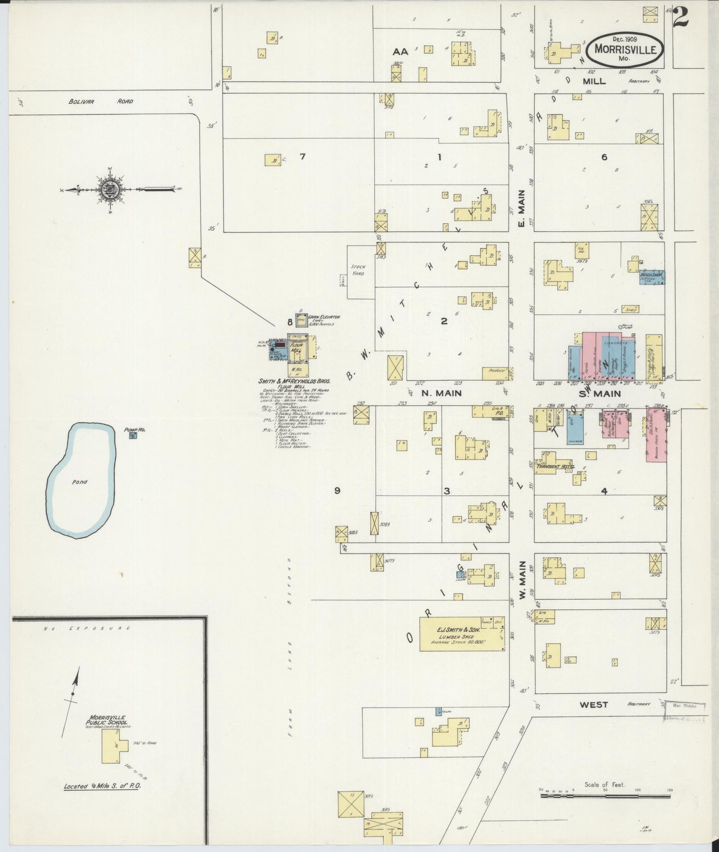 Sanborn Fire Insurance Map from Morrisville, Polk County, Missouri (1909), Sheet #0002 - Historic Sanborn Fire Insurance Map Print, vintage old map wall art, antique decor, genealogy gift, Missouri Missouri map