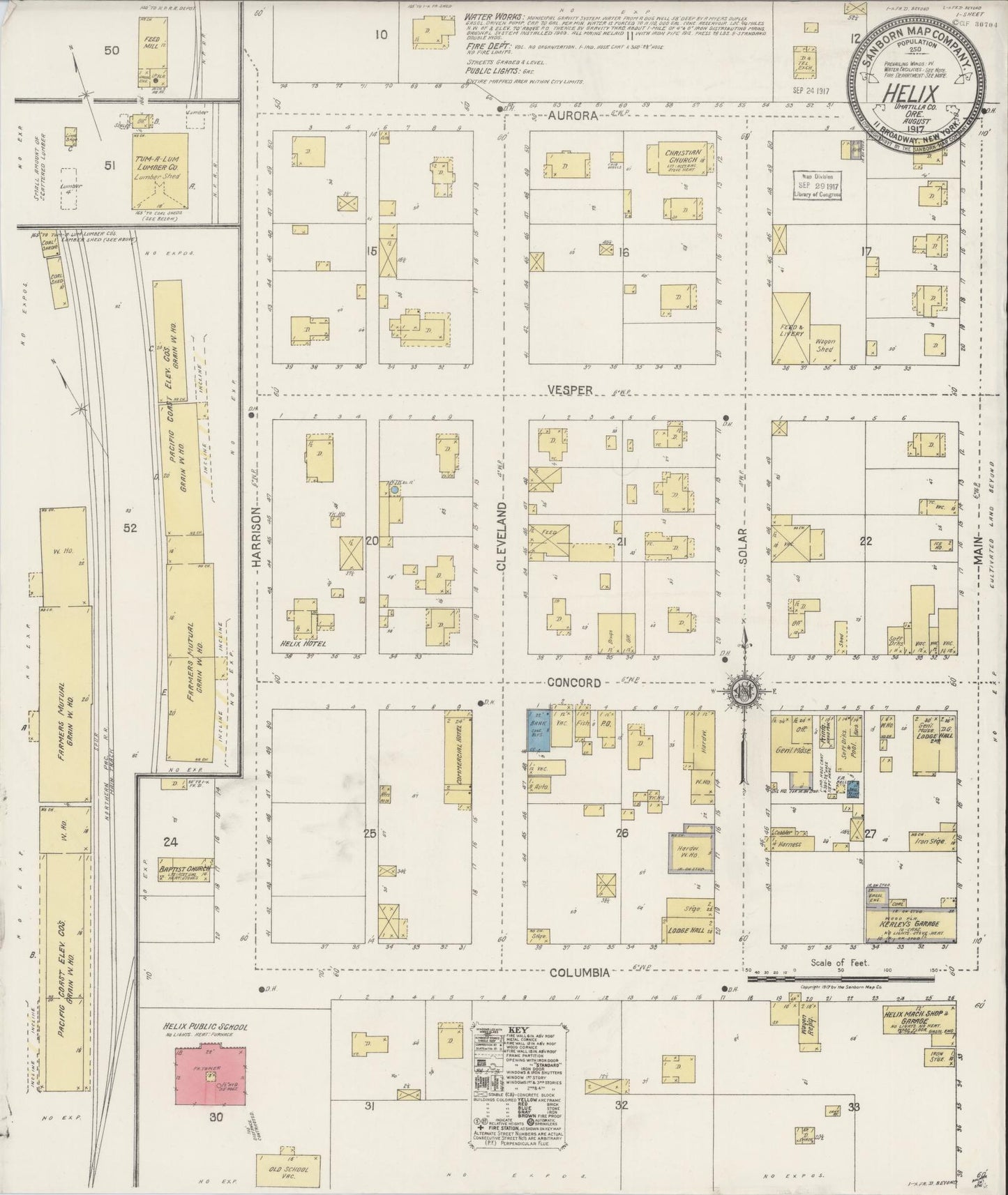 Sanborn Fire Insurance Map from Helix, Umatilla County, Oregon (1917), Sheet #0001 - Historic Sanborn Fire Insurance Map Print, vintage old map wall art, antique decor, genealogy gift, Oregon Oregon map
