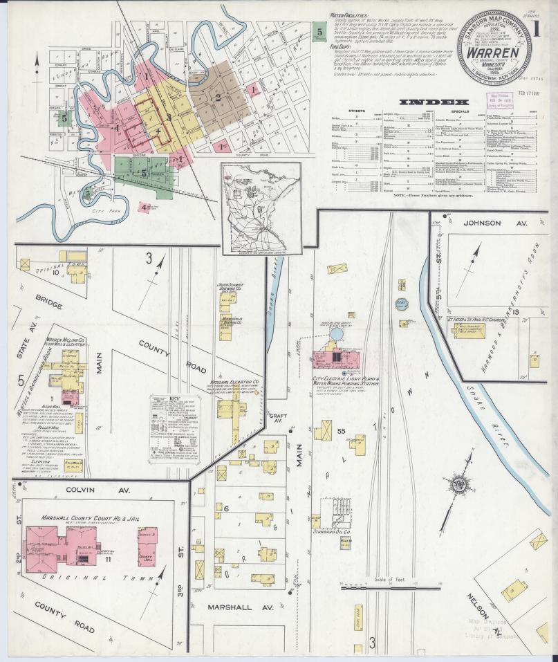 Sanborn Fire Insurance Map from Warren, Marshall County, Minnesota. (1915) – Map View