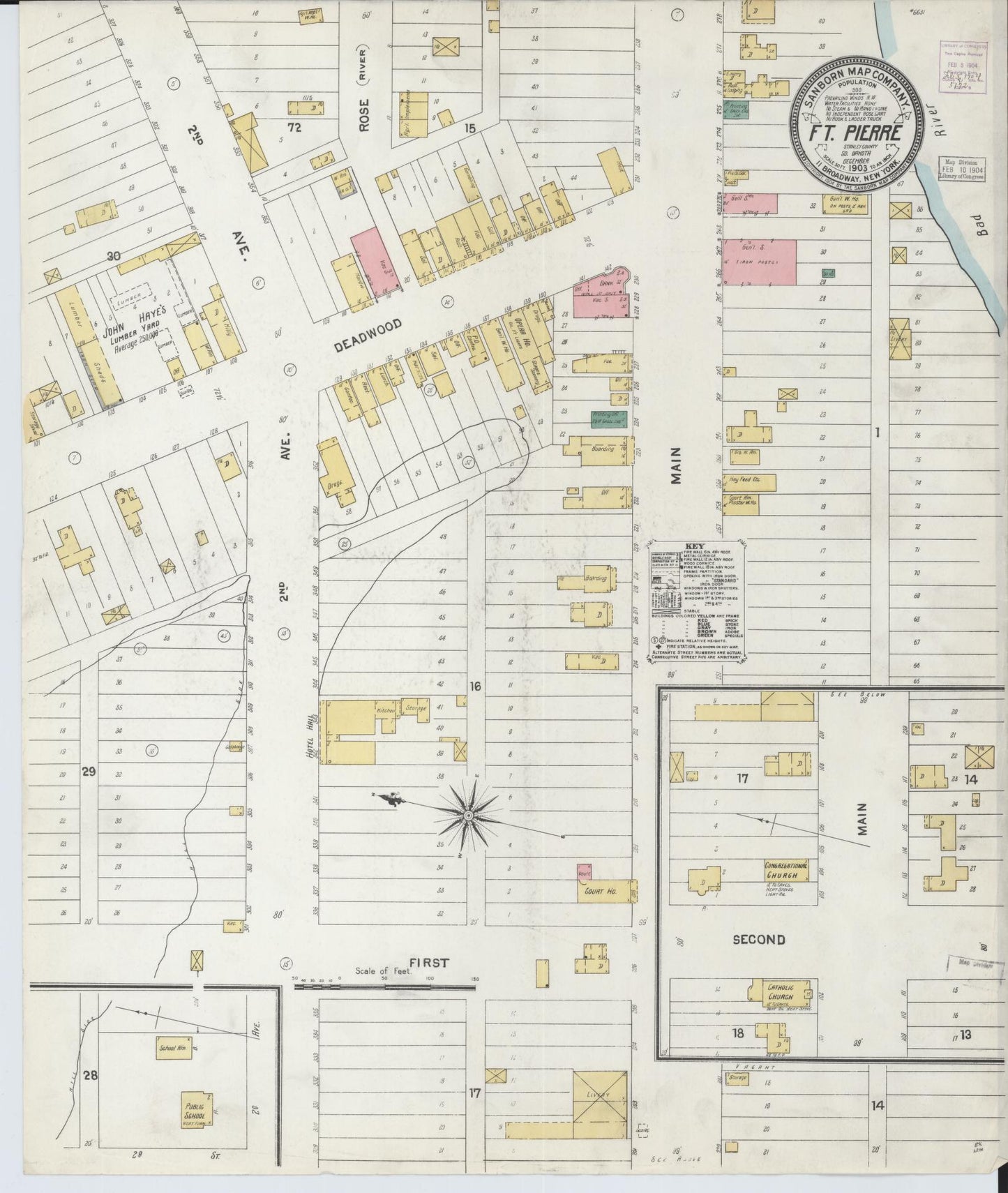 Sanborn Fire Insurance Map from Fort Pierre, Stanley County, South Dakota (1903), Sheet #0001 - Historic Sanborn Fire Insurance Map Print, vintage old map wall art, antique decor, genealogy gift, South Dakota South Dakota map