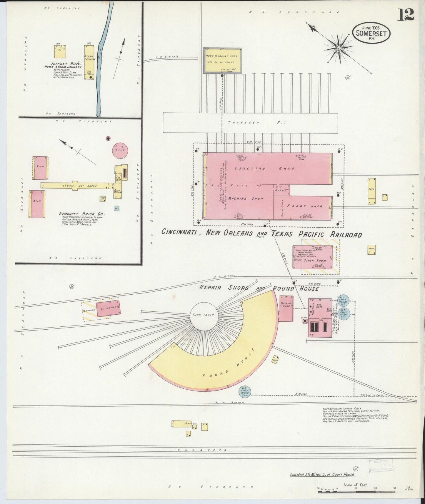 Sanborn Fire Insurance Map from Somerset, Pulaski County, Kentucky (1908), Sheet #0012 - Complete Map Set gallery image, historic Sanborn map, vintage wall art, Kentucky Kentucky