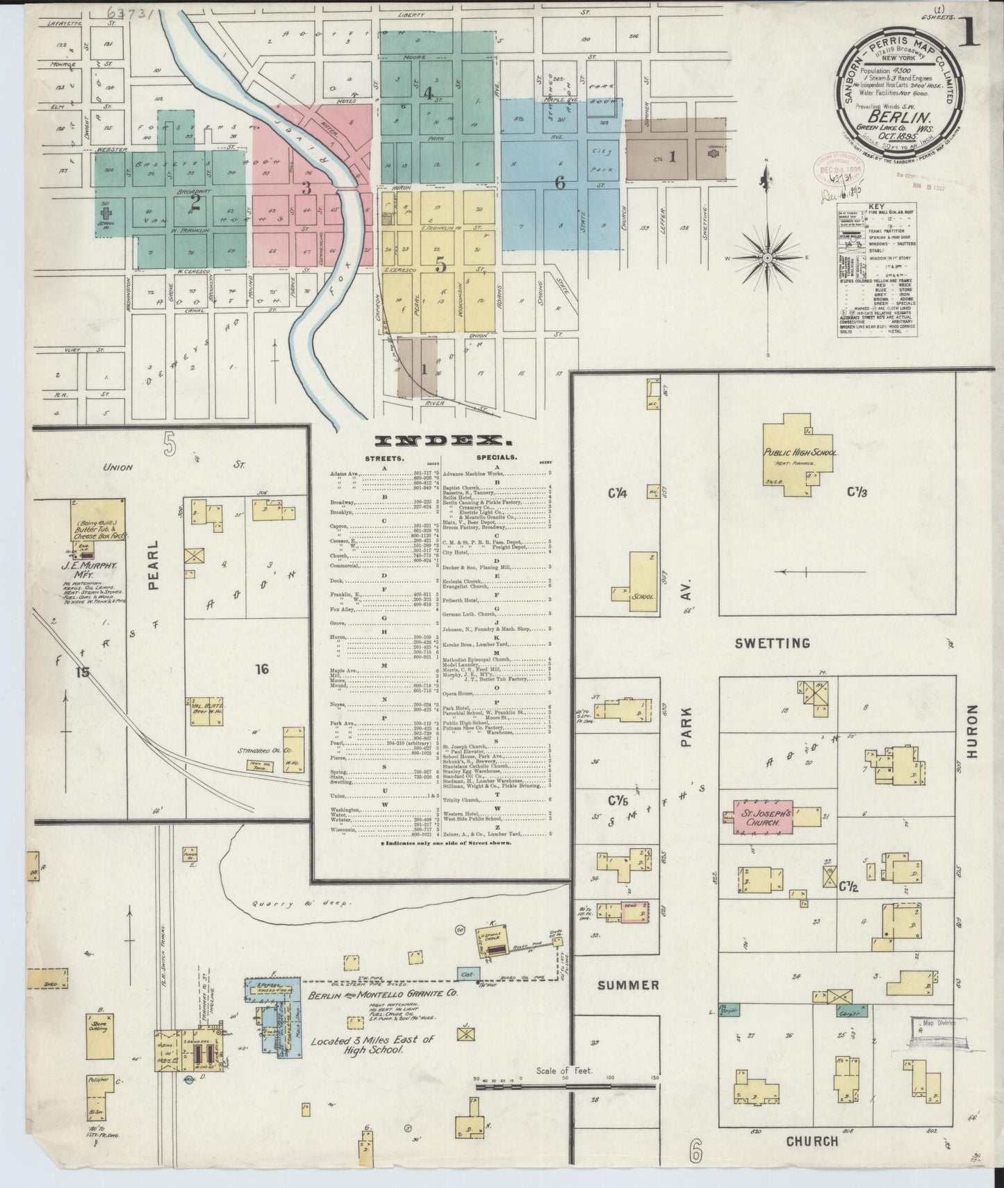 Sanborn Fire Insurance Map from Berlin, Green Lake County, Wisconsin (1895), Sheet #0001 - Historic Sanborn Fire Insurance Map Print, vintage old map wall art, antique decor, genealogy gift, Wisconsin Wisconsin map