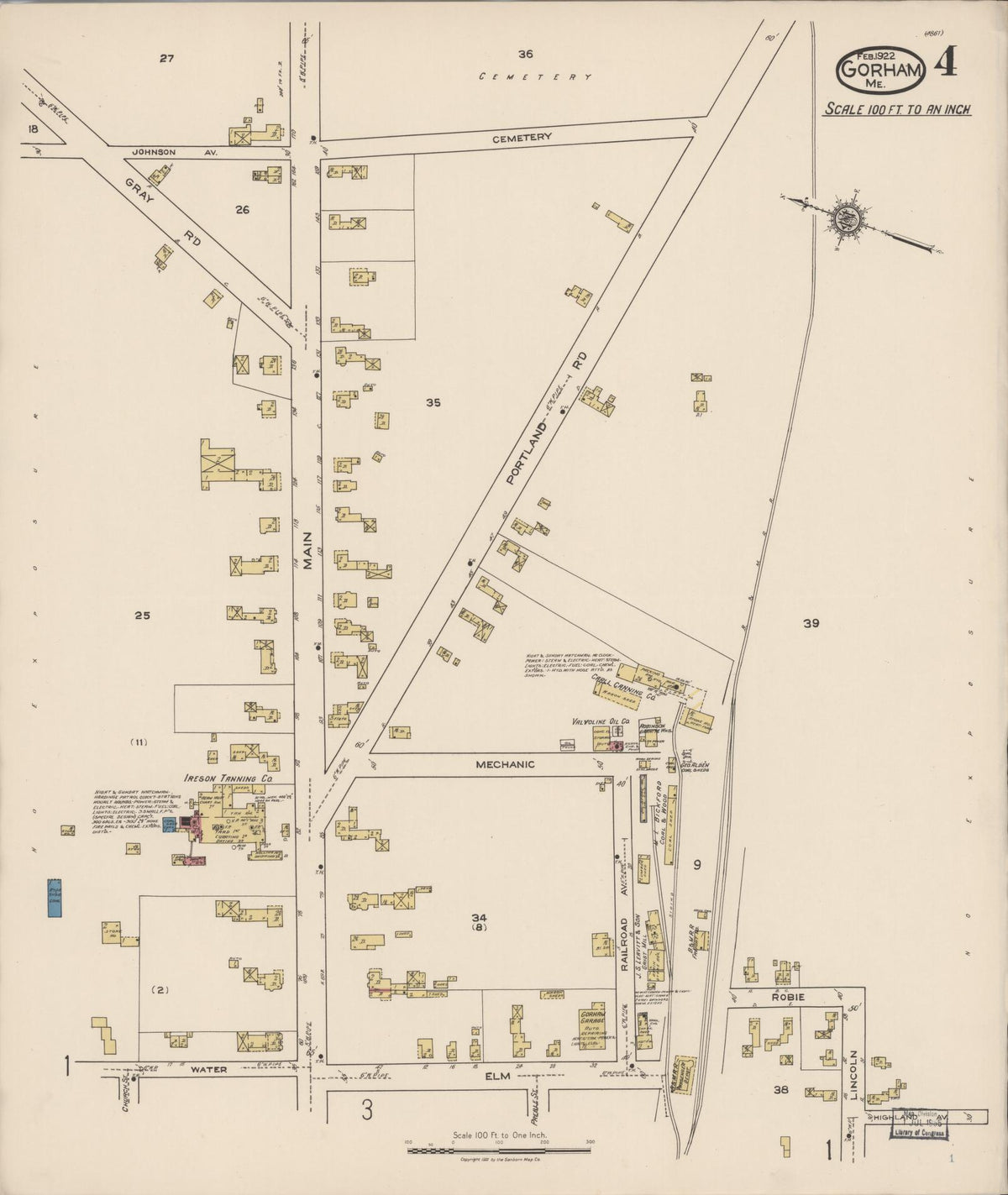 Sanborn Fire Insurance Map from Gorham, Cumberland County, Maine (1922), Sheet #0004 - Historic Sanborn Fire Insurance Map Print, vintage old map wall art, antique decor, genealogy gift, Maine Maine map