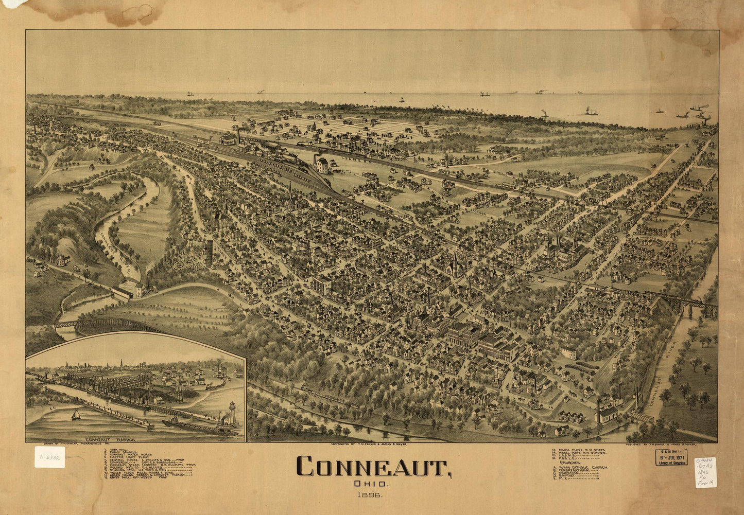 Conneaut, Ohio 1896 (1896) – Historic Bird’s-Eye View Panorama Print