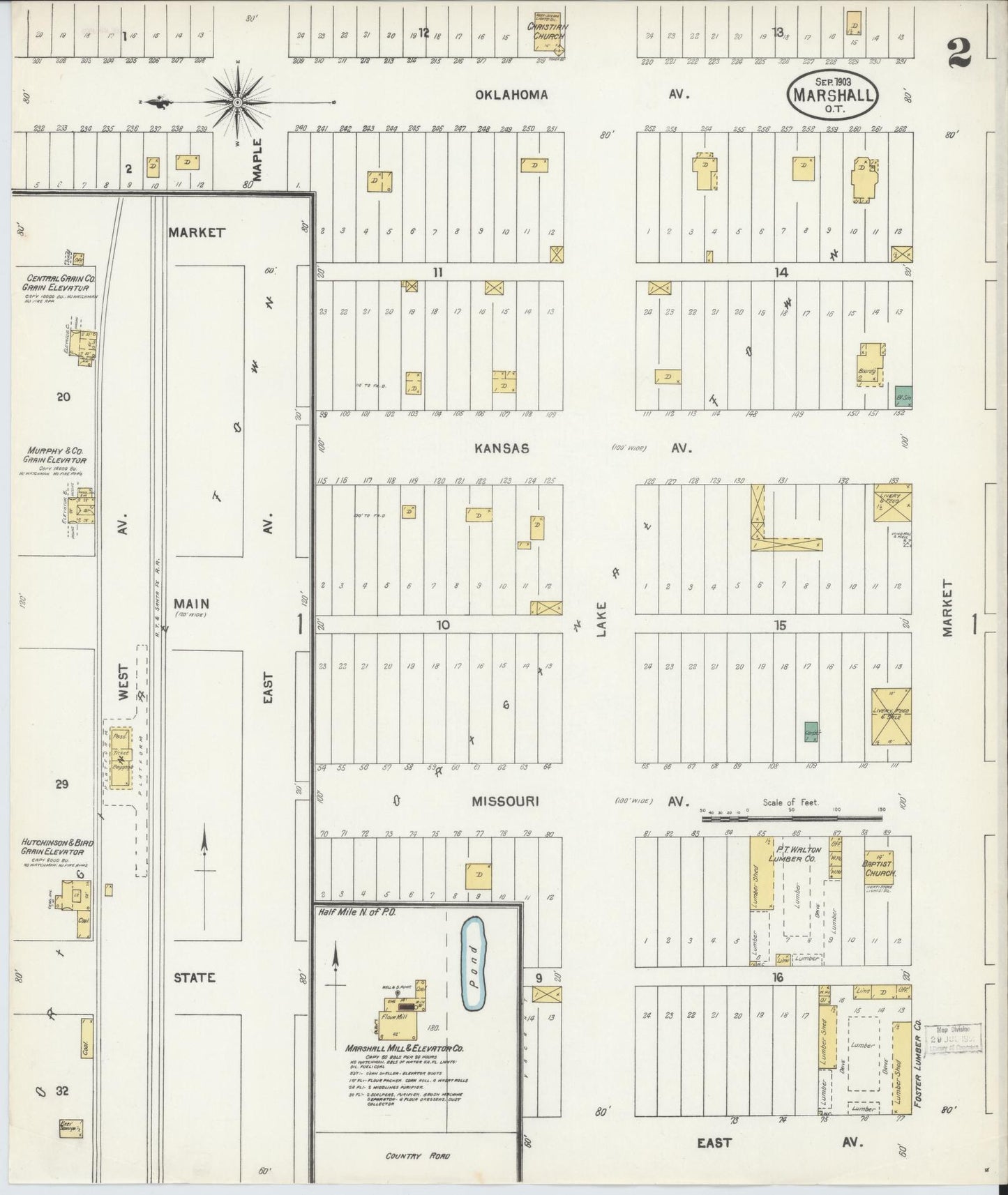 Sanborn Fire Insurance Map from Marshall, Logan County, Oklahoma (1903), Sheet #0002 - Complete Map Set gallery image, historic Sanborn map, vintage wall art, Oklahoma Oklahoma