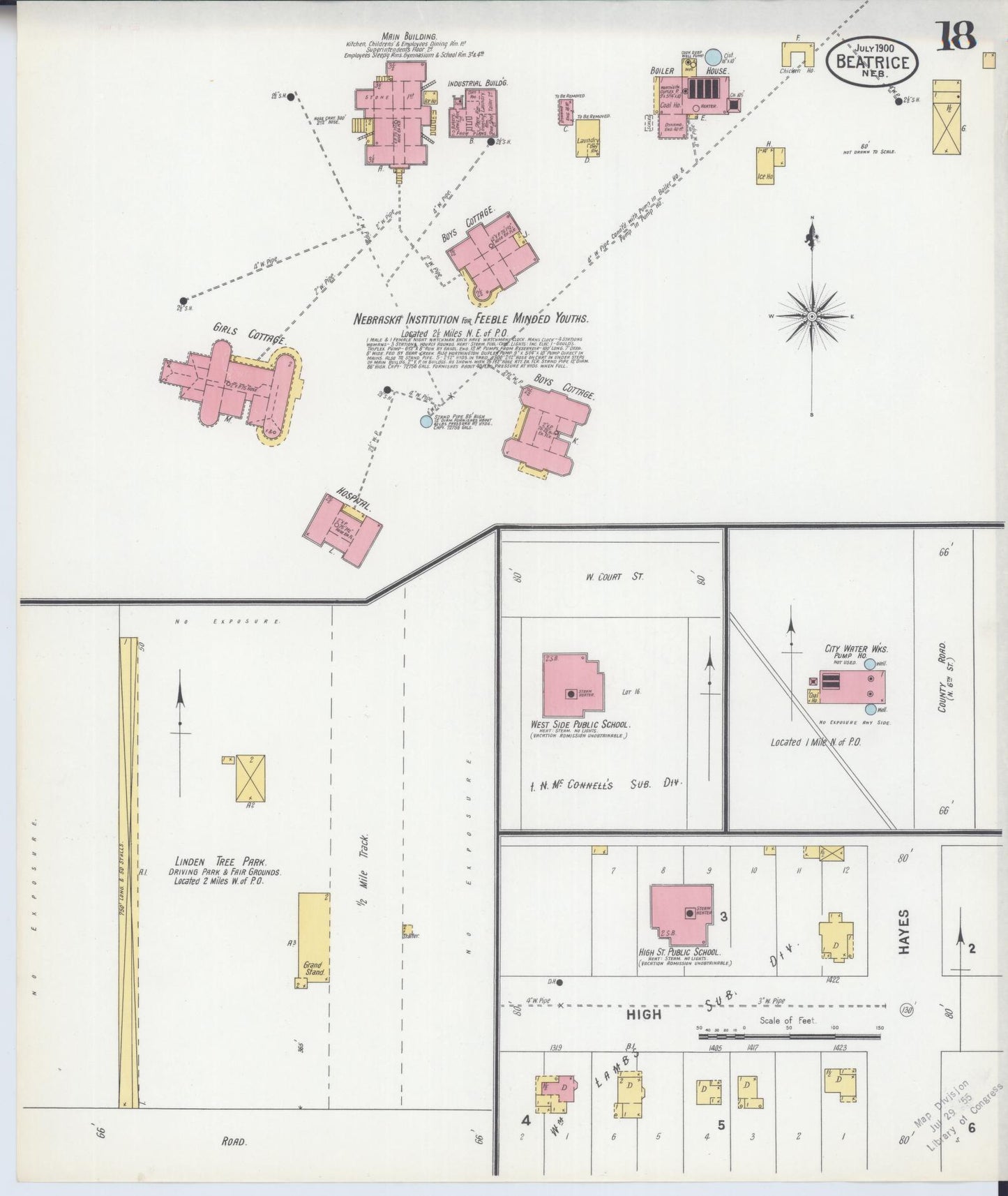 Sanborn Fire Insurance Map from Beatrice, Gage County, Nebraska (1900), Sheet #0018 - Historic Sanborn Fire Insurance Map Print, vintage old map wall art, antique decor, genealogy gift, Nebraska Nebraska map