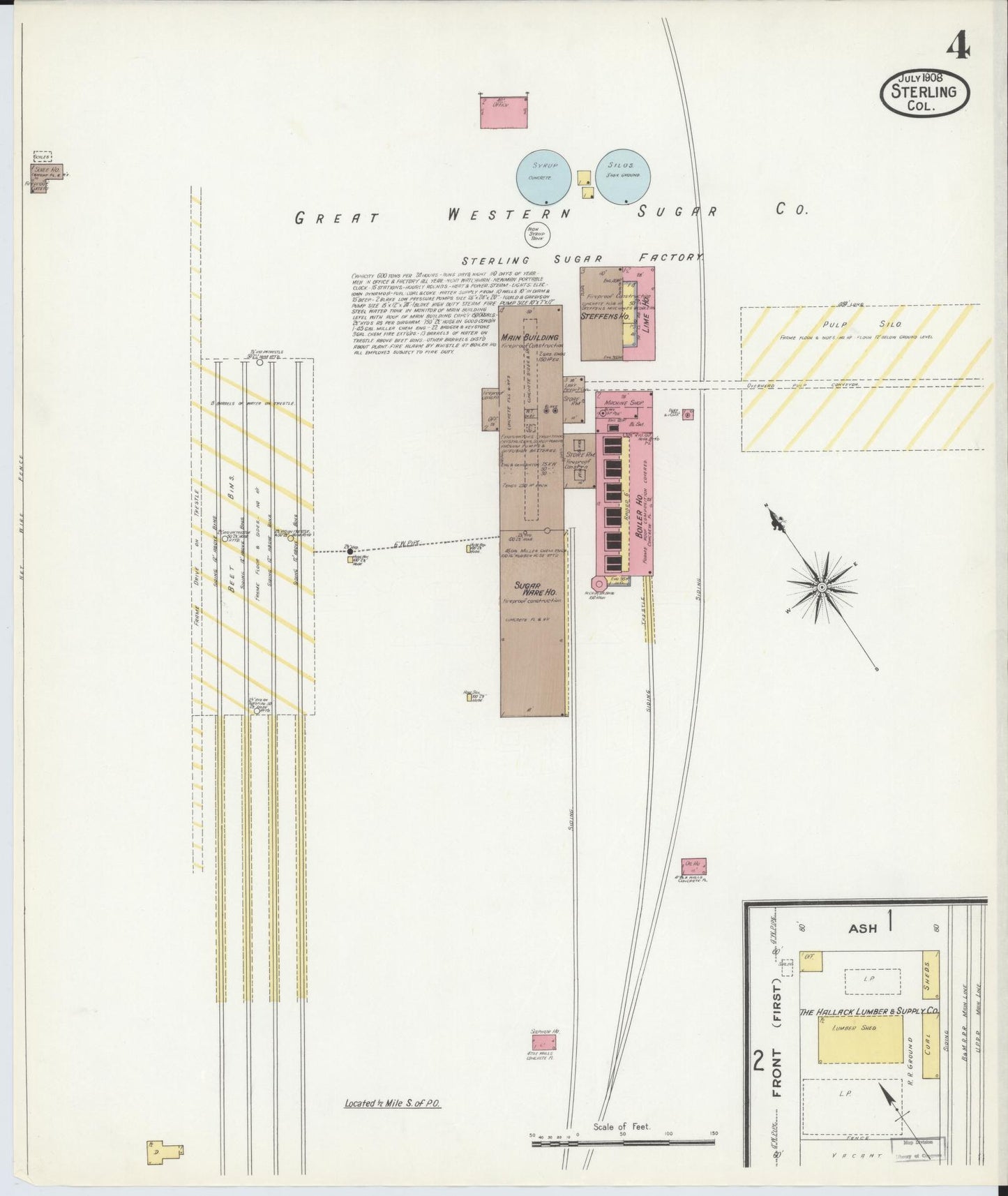 Sanborn Fire Insurance Map from Sterling, Logan County, Colorado (1908), Sheet #0004 - Complete Map Set gallery image, historic Sanborn map, vintage wall art, Colorado Colorado