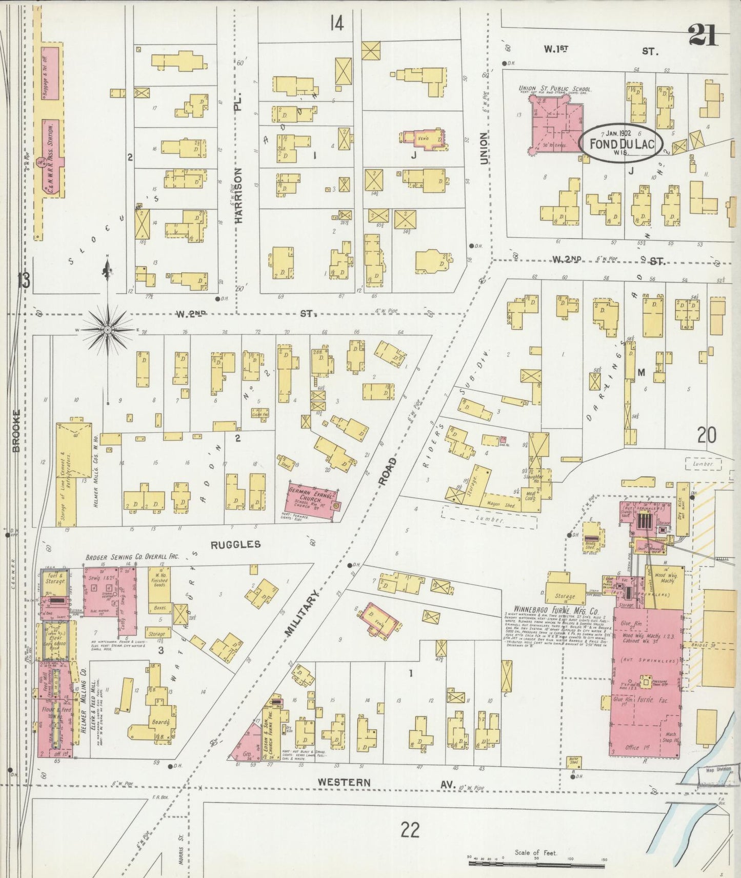 Sanborn Fire Insurance Map from Fond du Lac, Fond du Lac County, Wisconsin (1902), Sheet #0021 - Historic Sanborn Fire Insurance Map Print, vintage old map wall art, antique decor, genealogy gift, Wisconsin Wisconsin map