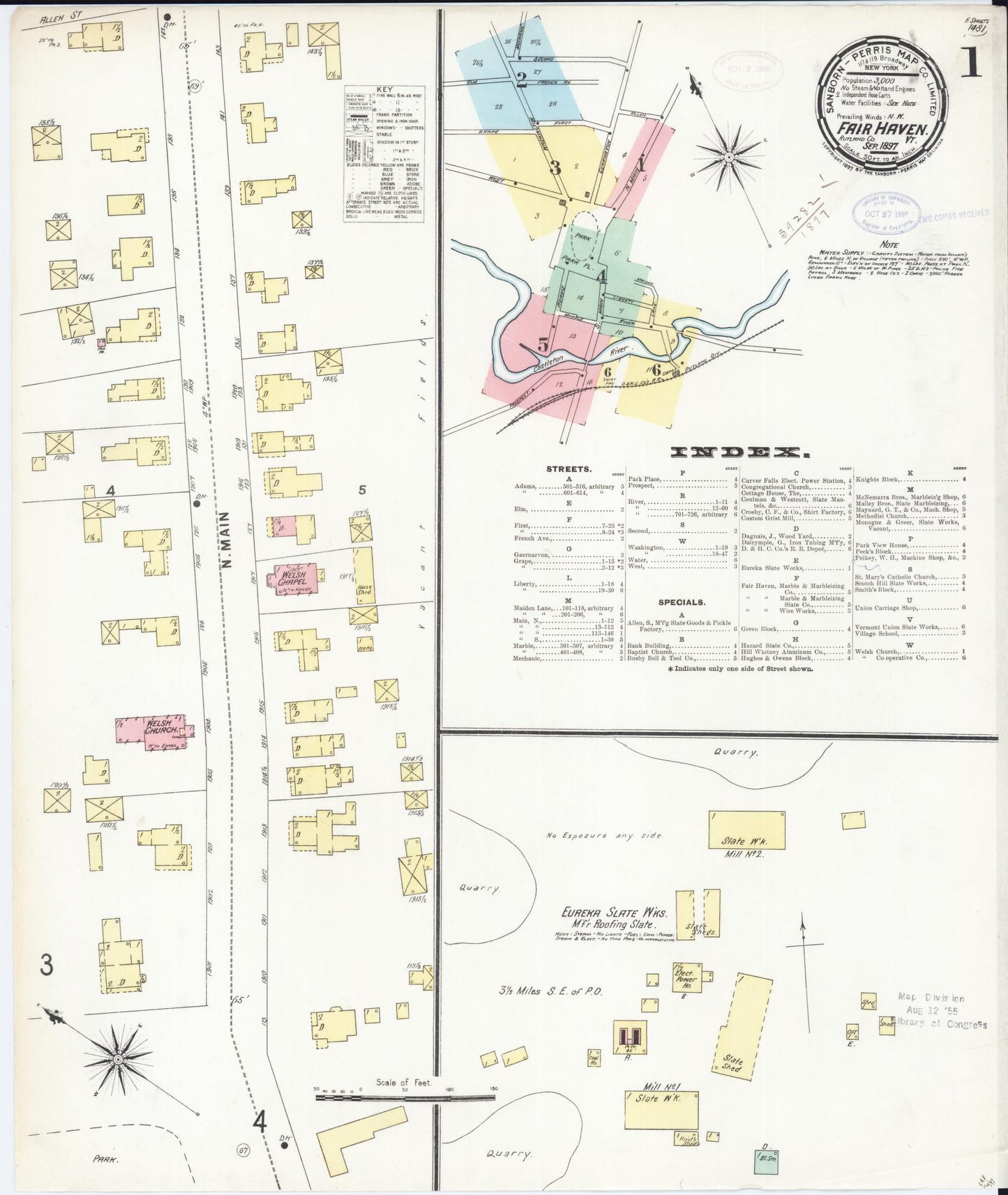 Sanborn Fire Insurance Map from Fair Haven, Rutland County, Vermont. (1897) – Historic Sanborn Fire Insurance Map Print
