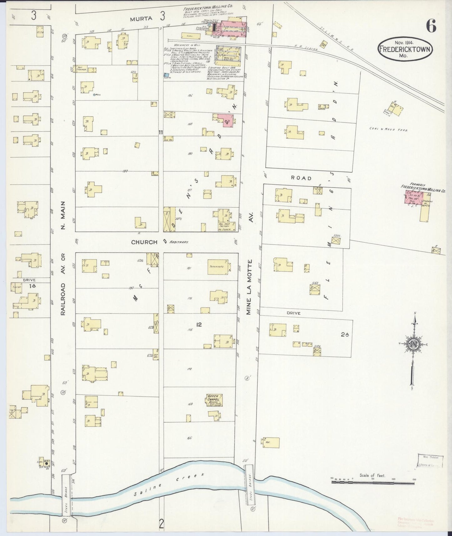 Sanborn Fire Insurance Map from Fredericktown, Madison County, Missouri (1914), Sheet #0006 - Historic Sanborn Fire Insurance Map Print, vintage old map wall art, antique decor, genealogy gift, Missouri Missouri map