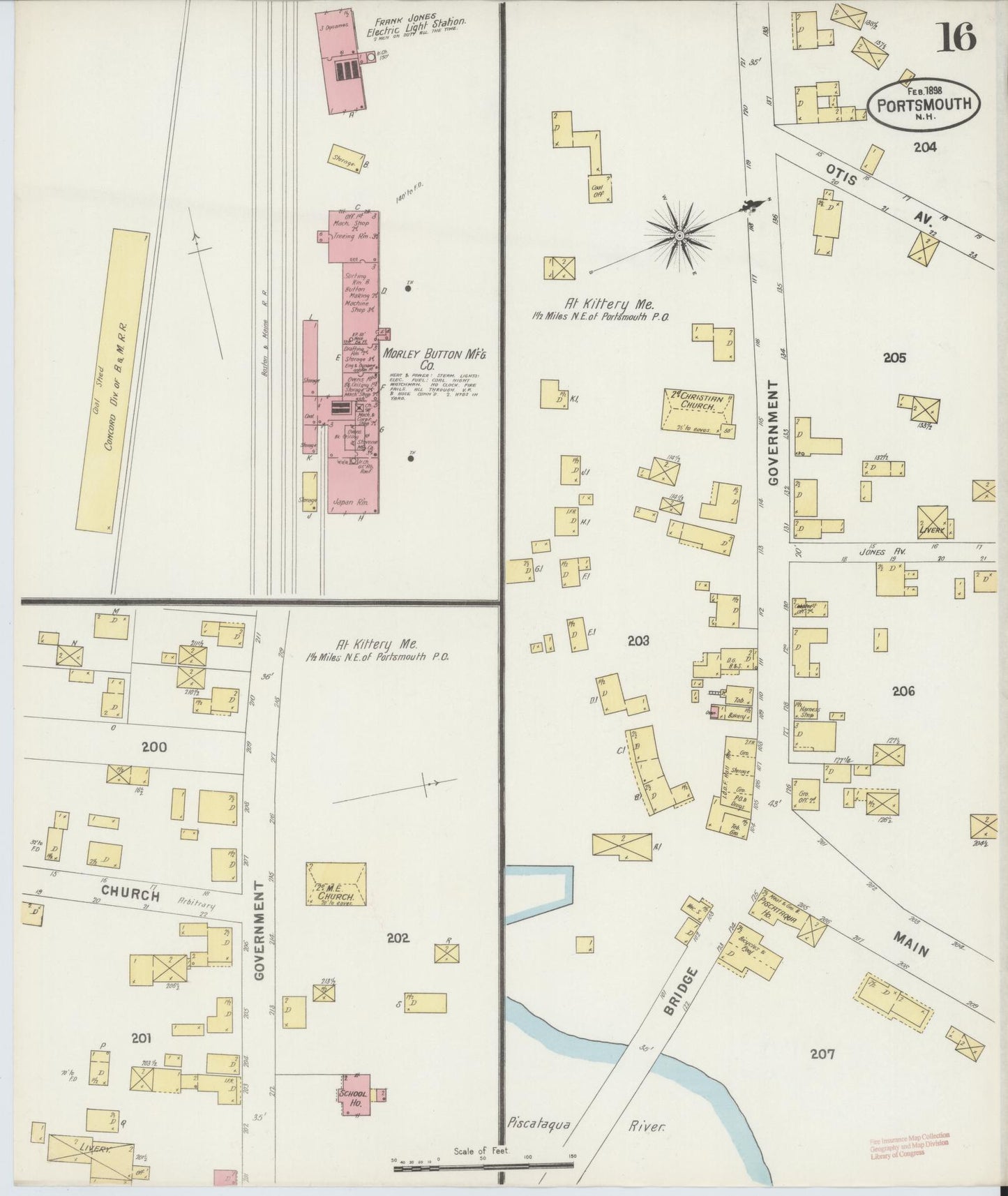Sanborn Fire Insurance Map from Portsmouth, Rockingham County, New Hampshire (1898), Sheet #0016 - Historic Sanborn Fire Insurance Map Print, vintage old map wall art, antique decor, genealogy gift, New Hampshire New Hampshire map
