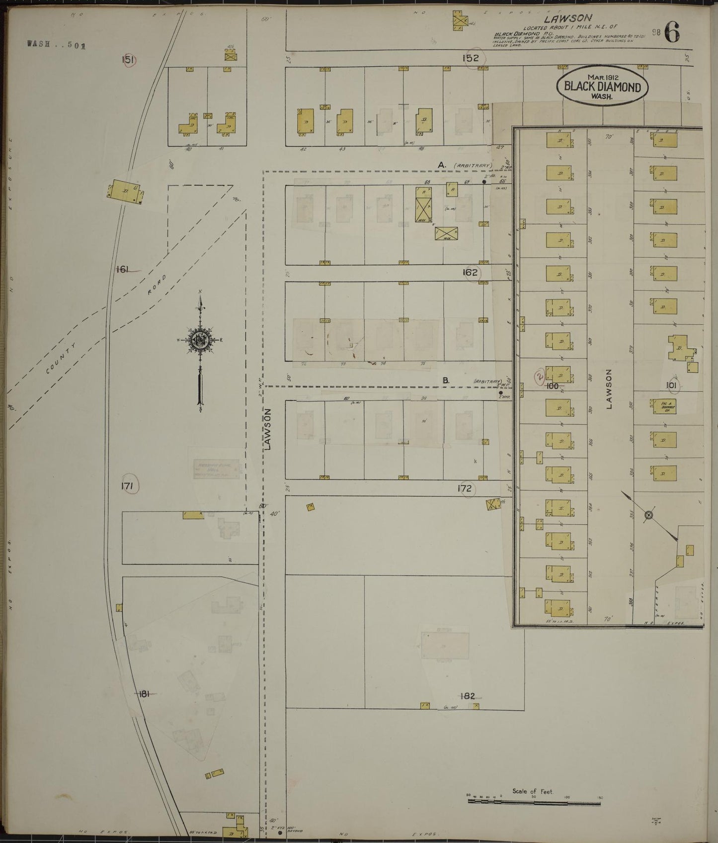 Sanborn Fire Insurance Map from Black Diamond, King County, Washington (1929), Sheet #0006 - Complete Map Set gallery image, historic Sanborn map, vintage wall art, Washington Washington