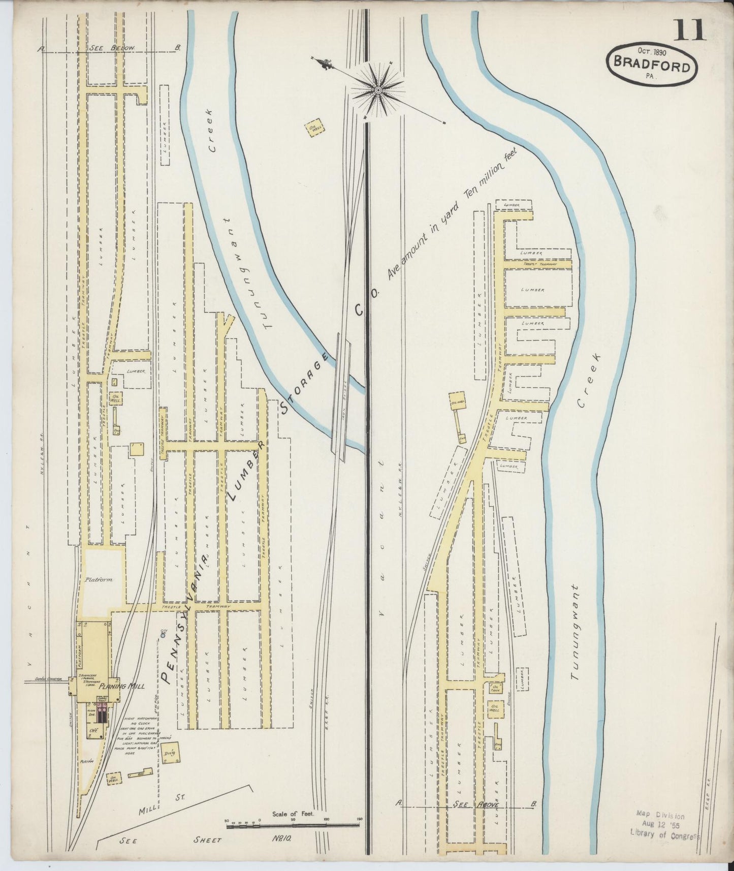 Sanborn Fire Insurance Map from Bradford, McKean County, Pennsylvania (1890), Sheet #0011 - Historic Sanborn Fire Insurance Map Print, vintage old map wall art, antique decor, genealogy gift, Pennsylvania Pennsylvania map