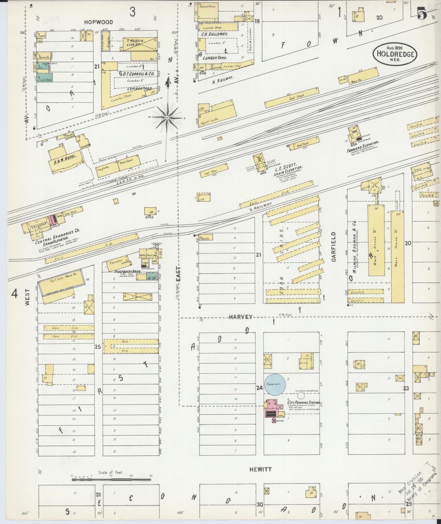 Sanborn Fire Insurance Map from Holdrege, Phelps County, Nebraska (1899), Sheet #0005 - Historic Sanborn Fire Insurance Map Print, vintage old map wall art, antique decor, genealogy gift, Nebraska Nebraska map