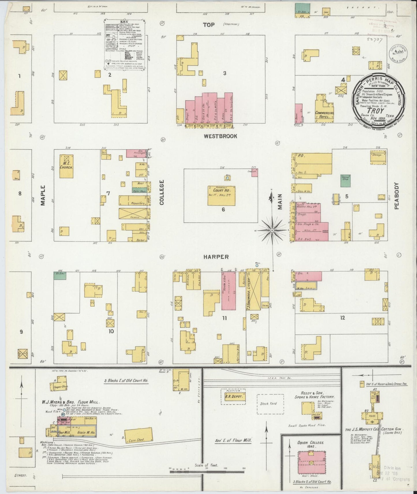 Sanborn Fire Insurance Map from Troy, Obion County, Tennessee. (1899) – Historic Sanborn Fire Insurance Map Print