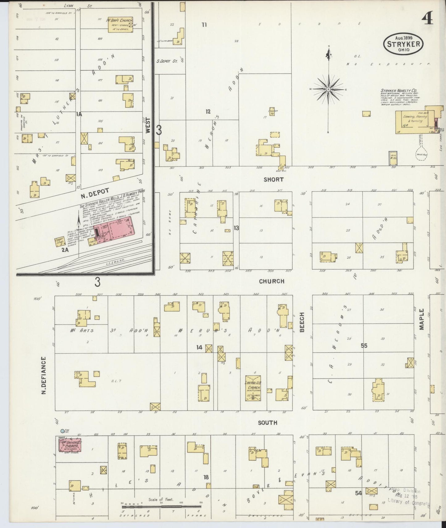 Sanborn Fire Insurance Map from Stryker, Williams County, Ohio (1899), Sheet #0004 - Complete Map Set gallery image, historic Sanborn map, vintage wall art, Ohio Ohio