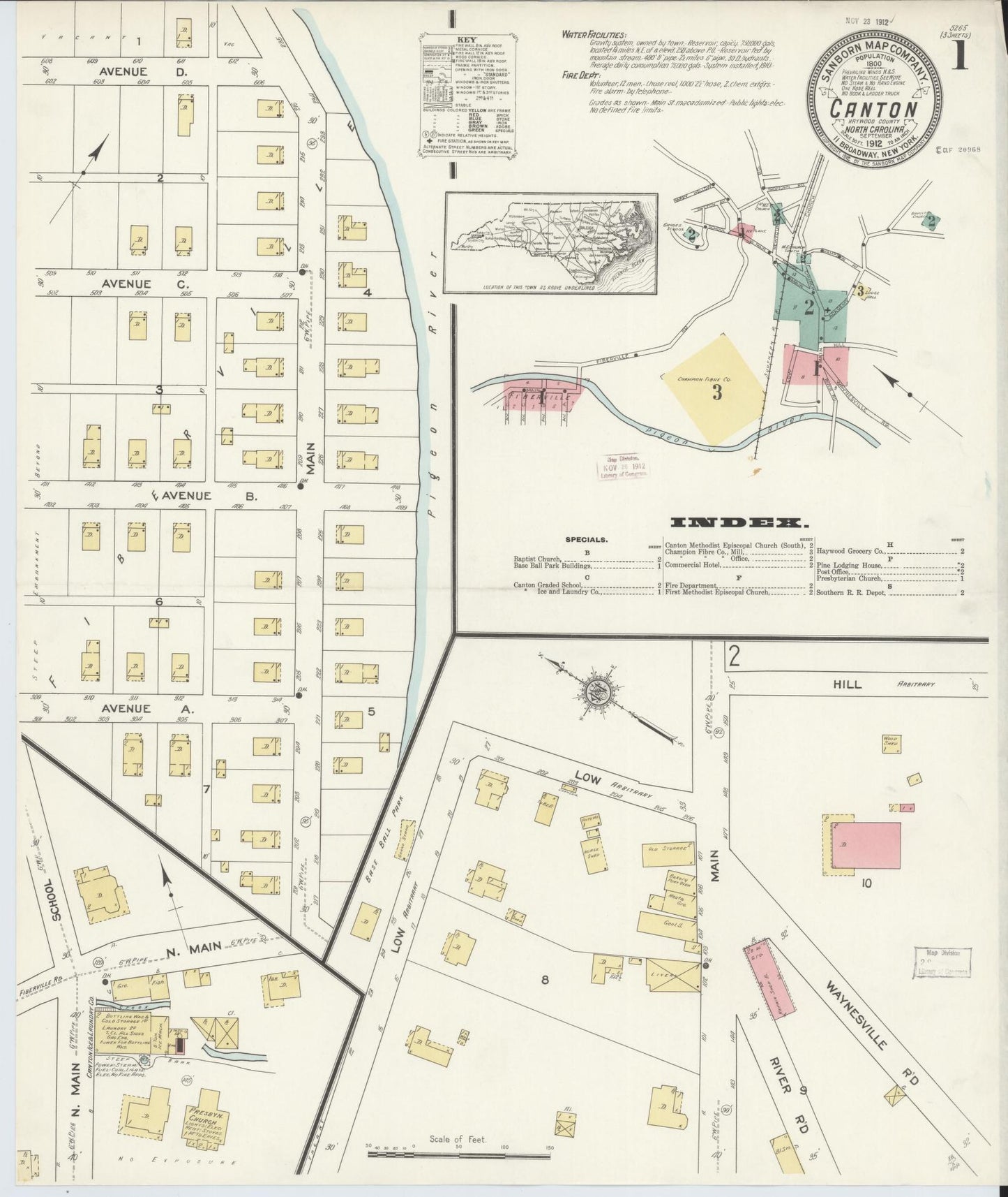 Sanborn Fire Insurance Map from Canton, Haywood County, North Carolina. (1912) – Historic Sanborn Fire Insurance Map Print