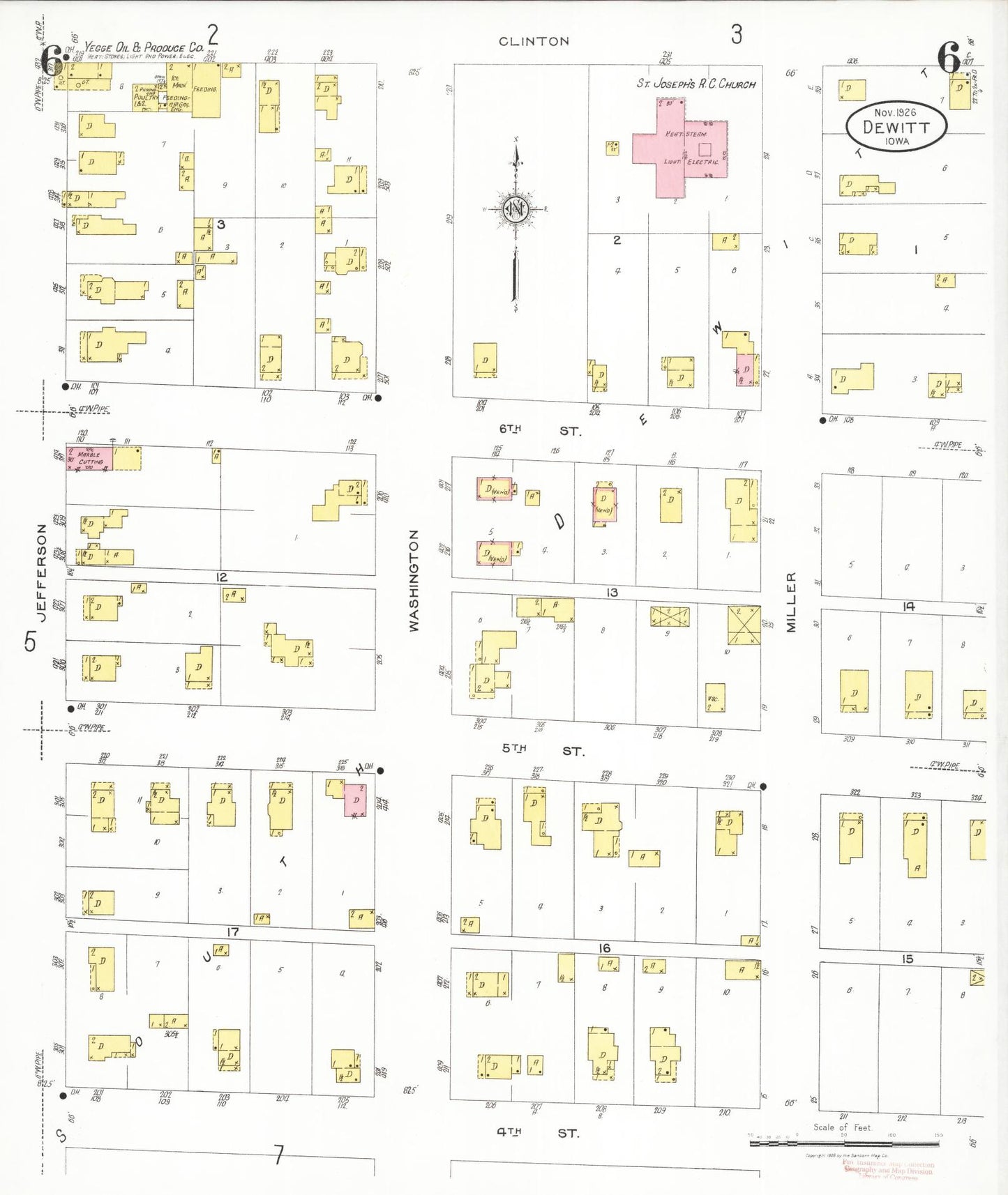Sanborn Fire Insurance Map from De Witt, Clinton County, Iowa (1926), Sheet #0006 - Historic Sanborn Fire Insurance Map Print, vintage old map wall art