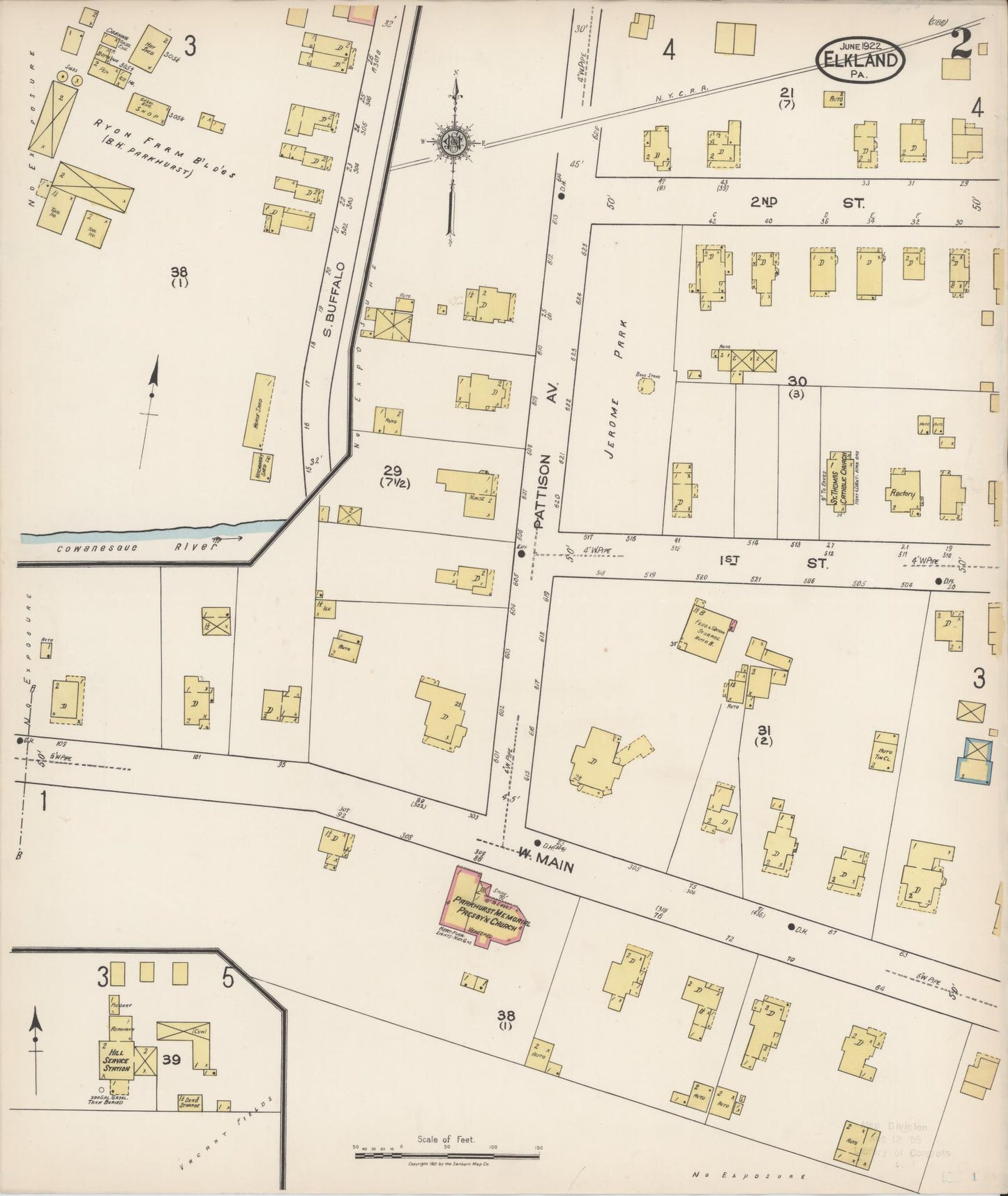 Sanborn Fire Insurance Map from Elkland, Tioga County, Pennsylvania (1922), Sheet #0002 - Historic Sanborn Fire Insurance Map Print, vintage old map wall art, antique decor, genealogy gift, Pennsylvania Pennsylvania map
