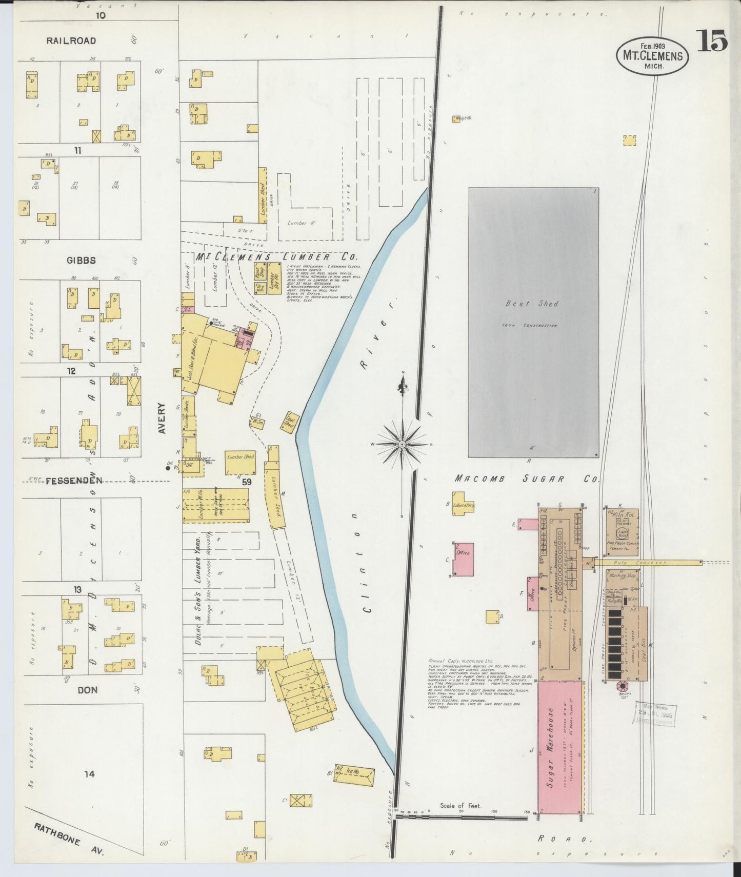 Sanborn Fire Insurance Map from Mount Clemens, Macomb County, Michigan (1903), Sheet #0015 - Complete Map Set gallery image, historic Sanborn map, vintage wall art, Michigan Michigan