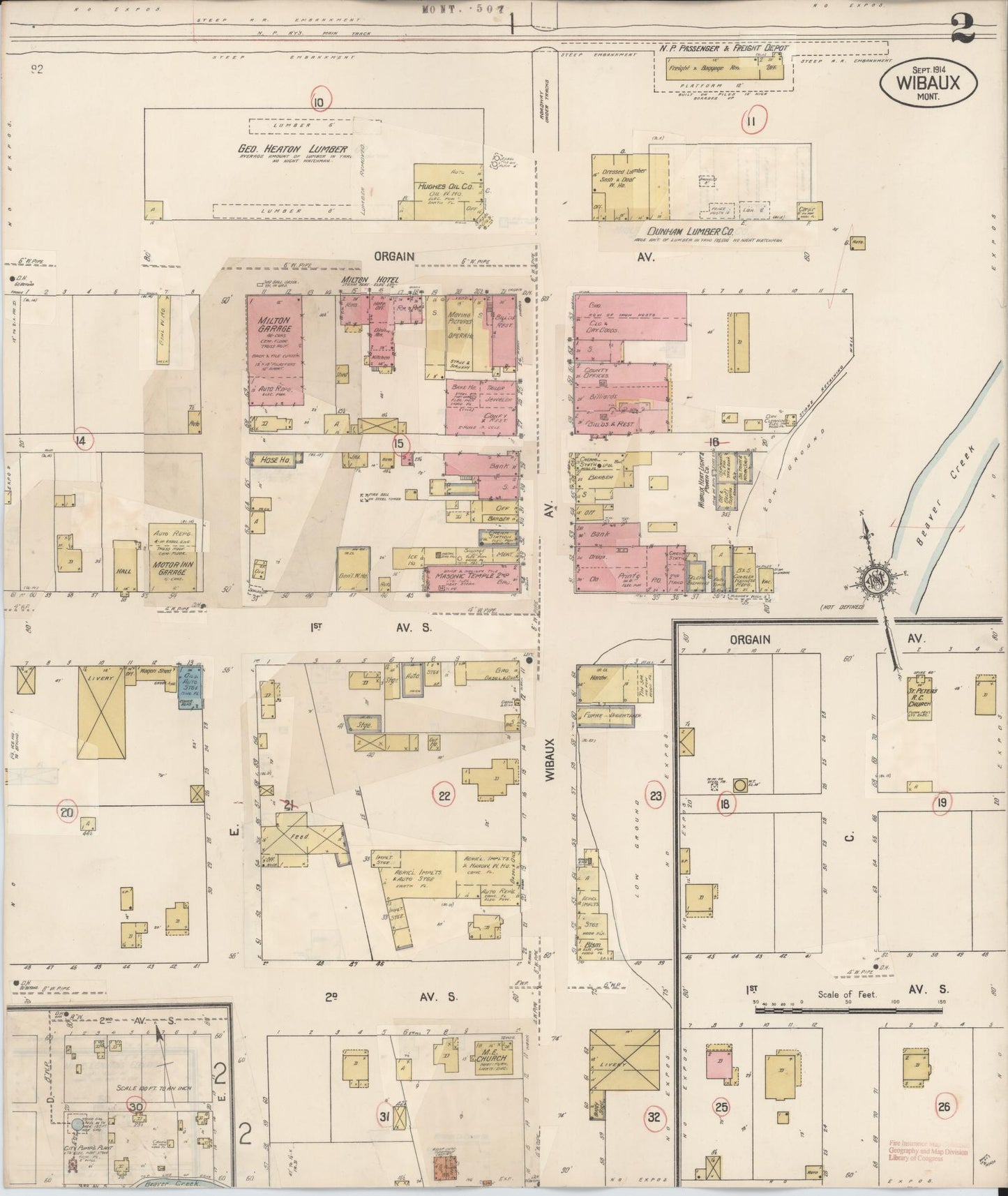 Sanborn Fire Insurance Map from Wibaux, Wibaux County, Montana (1928), Sheet #0002 - Complete Map Set gallery image, historic Sanborn map, vintage wall art, Montana Montana