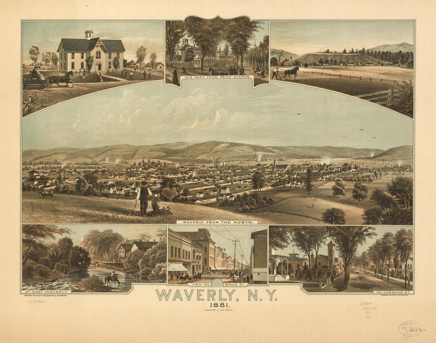 Waverly, N.Y. 1881. (1881) – Historic Bird’s-Eye View Panorama Print