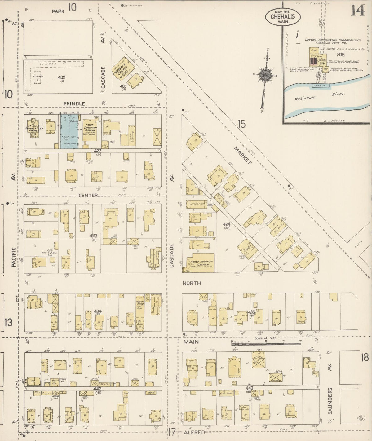Sanborn Fire Insurance Map from Chehalis, Lewis County, Washington (1912), Sheet #0014 - Historic Sanborn Fire Insurance Map Print, vintage old map wall art, antique decor, genealogy gift, Washington Washington map