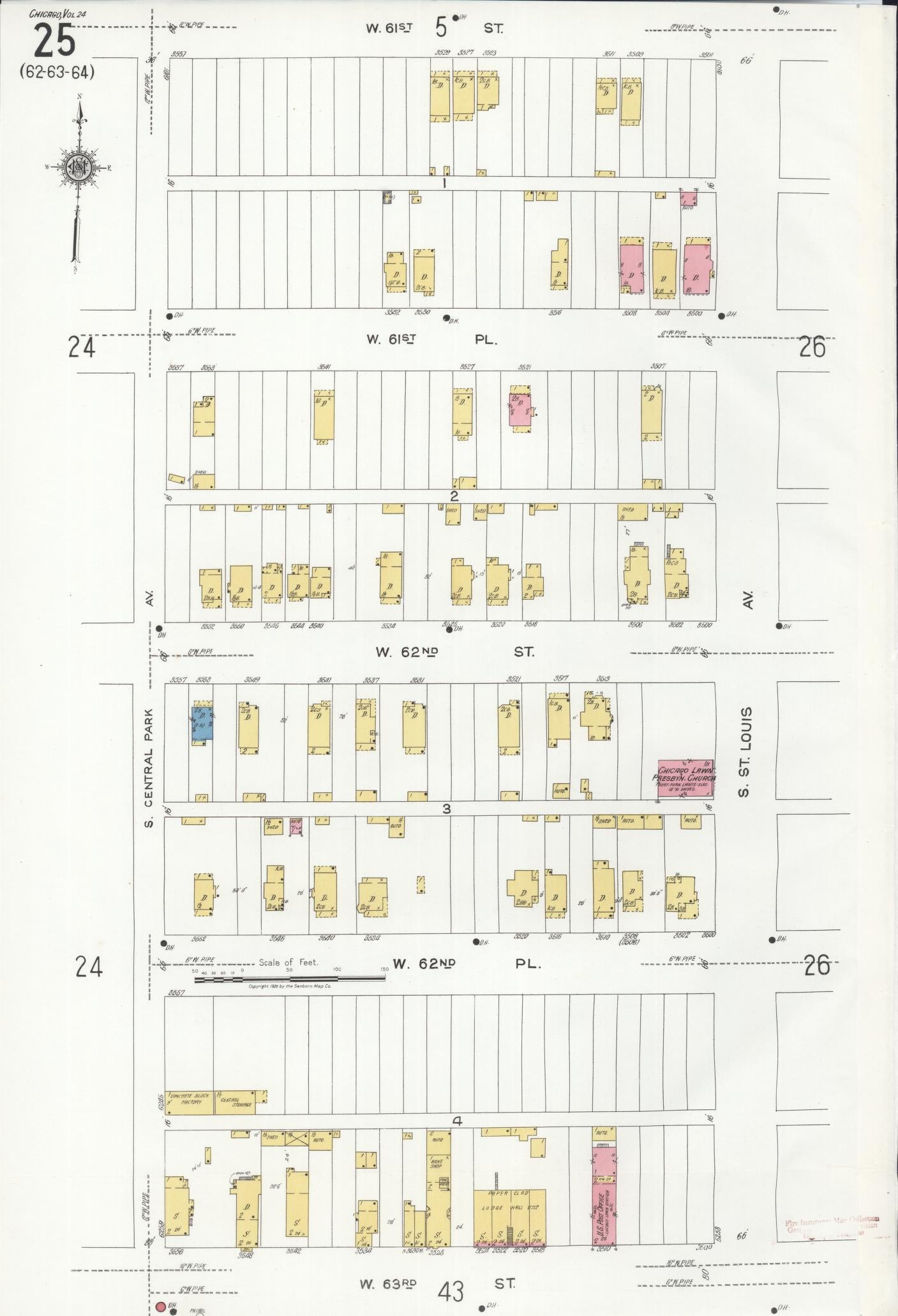 Sanborn Fire Insurance Map from Chicago, Cook County, Illinois. (1920), Sheet 25 – Historic Sanborn Fire Insurance Map Print