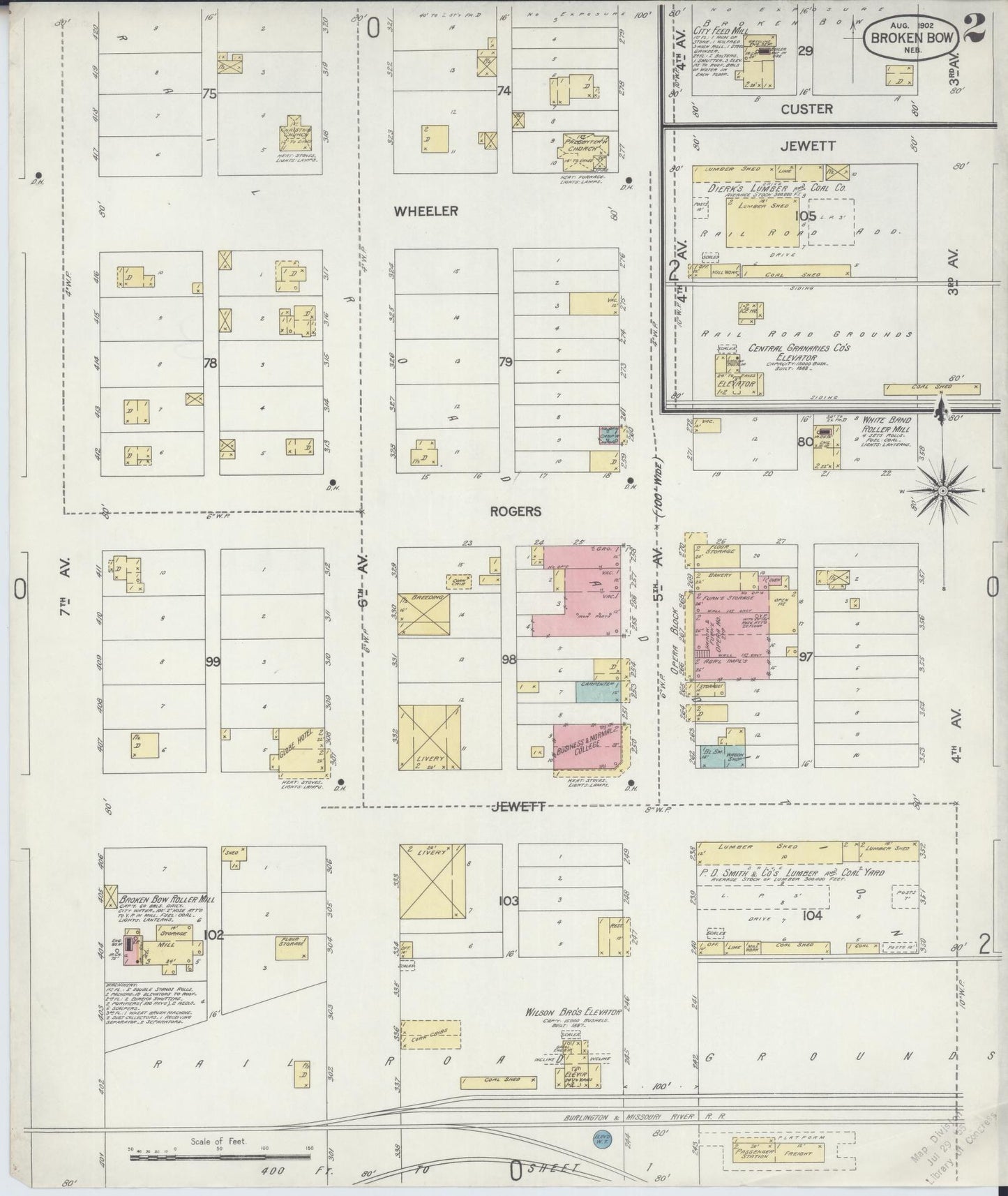 Sanborn Fire Insurance Map from Broken Bow, Custer County, Nebraska (1902), Sheet #0002 - Historic Sanborn Fire Insurance Map Print, vintage old map wall art, antique decor, genealogy gift, Nebraska Nebraska map