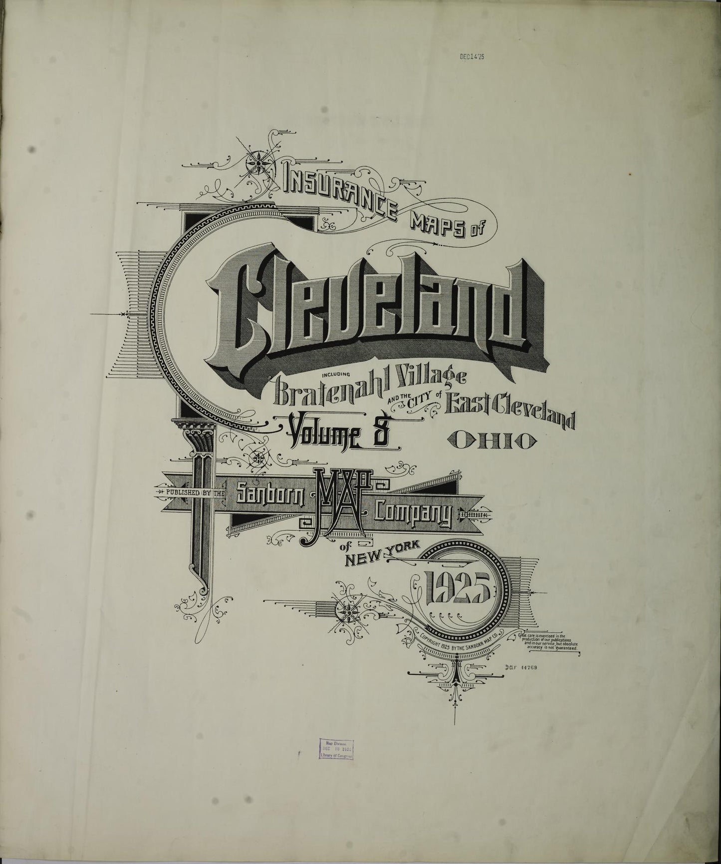 Sanborn Fire Insurance Map from Cleveland, Cuyahoga County, Ohio (1925), Sheet #0001 - Complete Map Set gallery image, historic Sanborn map, vintage wall art, Ohio Ohio